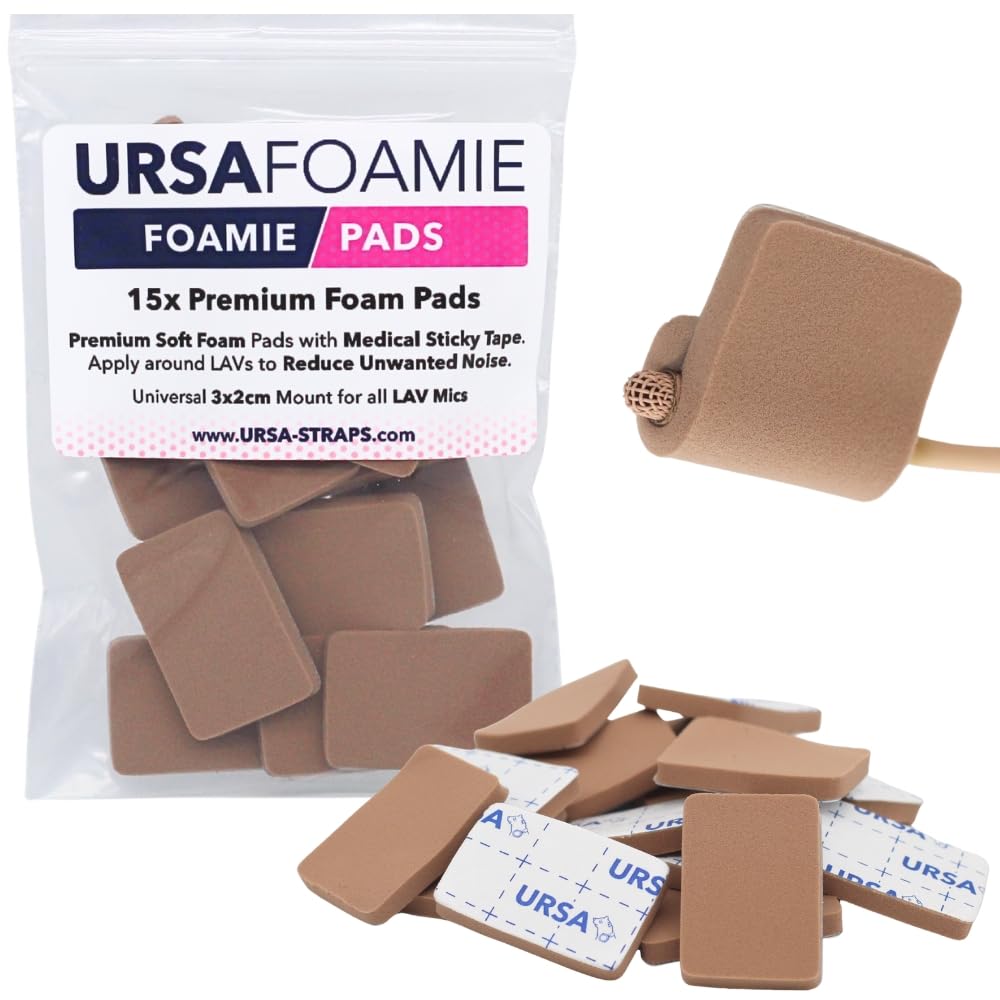 URSA Foamie Pads for Lavalier Microphones – Soft Mic Pads to Reduce Clothing Noise & Protect Against Friction – Pack of 12 with Hypoallergenic Adhesive (Caramel)