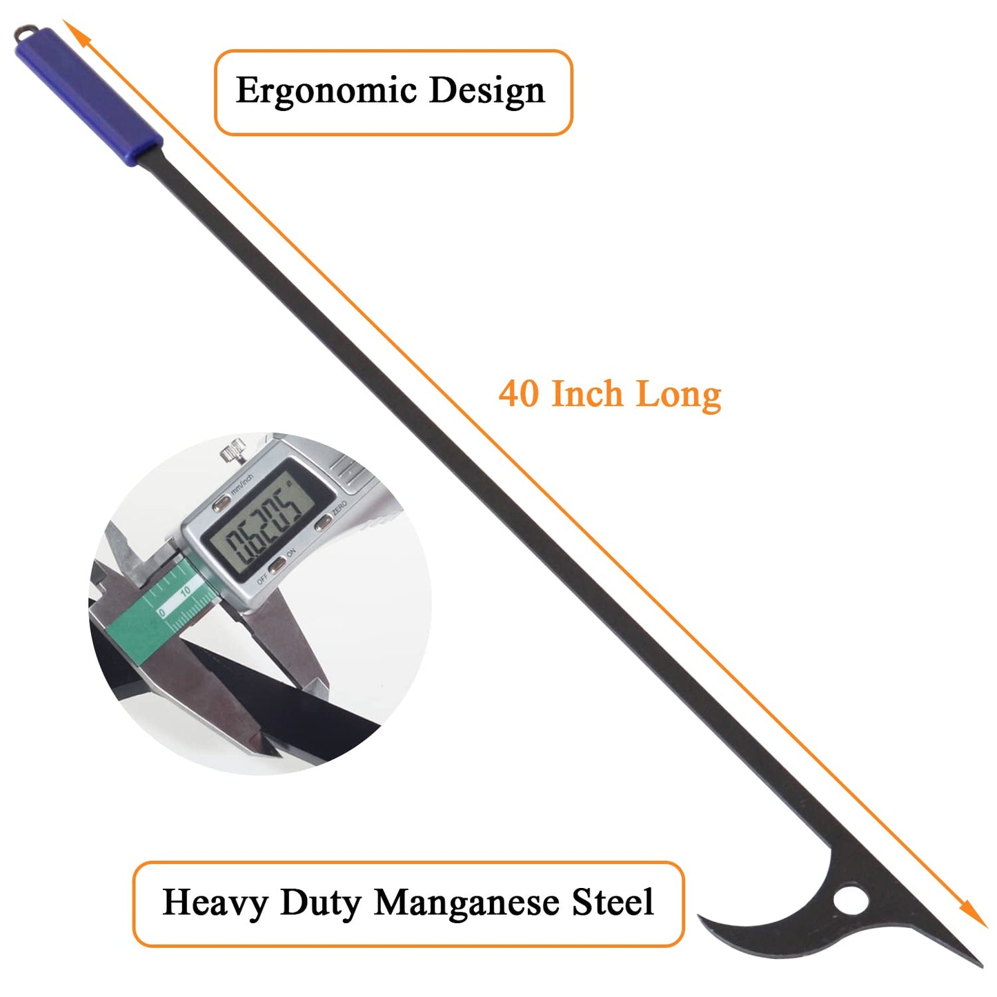 40" Fire Log Tongs Firewood Grabber and Fire Poker Set,Large Fire Pit Tool Outdoor/Indoor Bonfire Campfire Backyard Deck Camping Log Grabber Rustproof Safely Moves Firewood