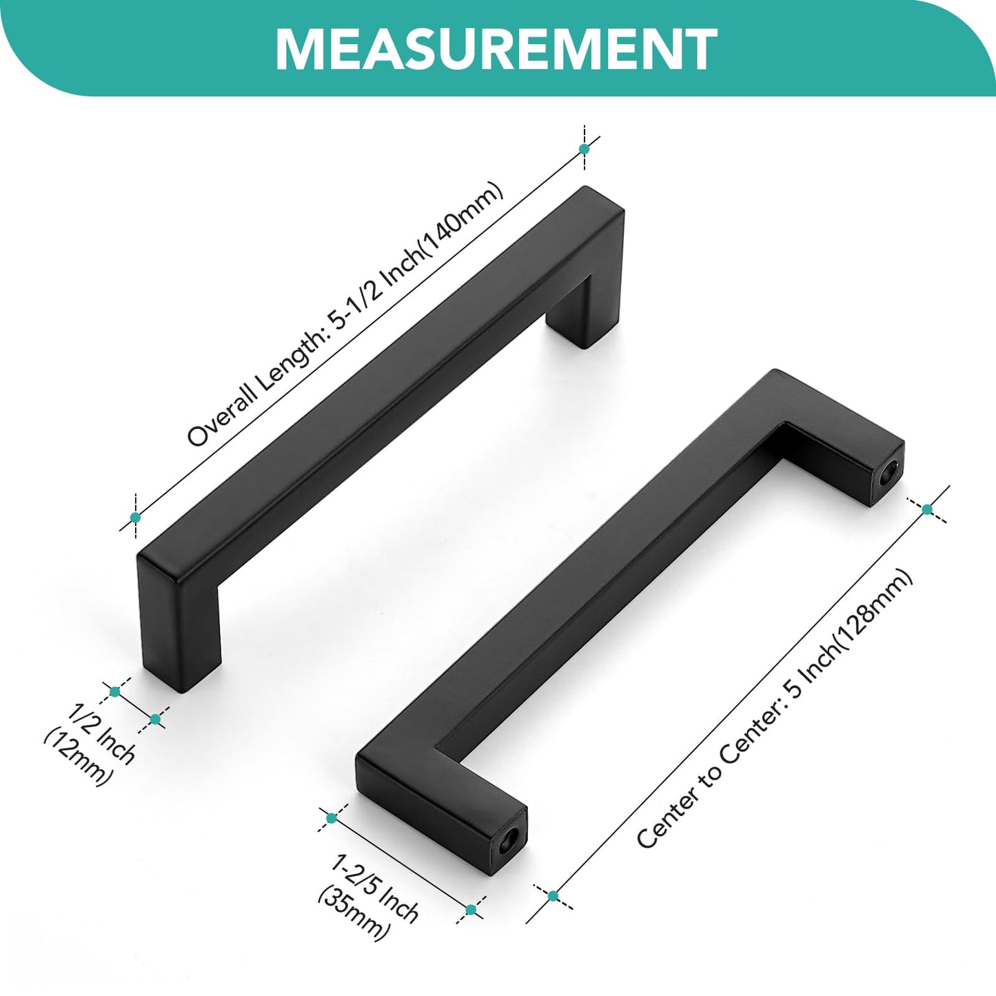 HOME EDIT Matte Black 30 Pack Square Bar Drawer Handles 5 Inch Drawer Pulls Stainless Steel Cupboard Door Handles for Bathroom Cabinet Hardware Kitchen Cabinet Handles