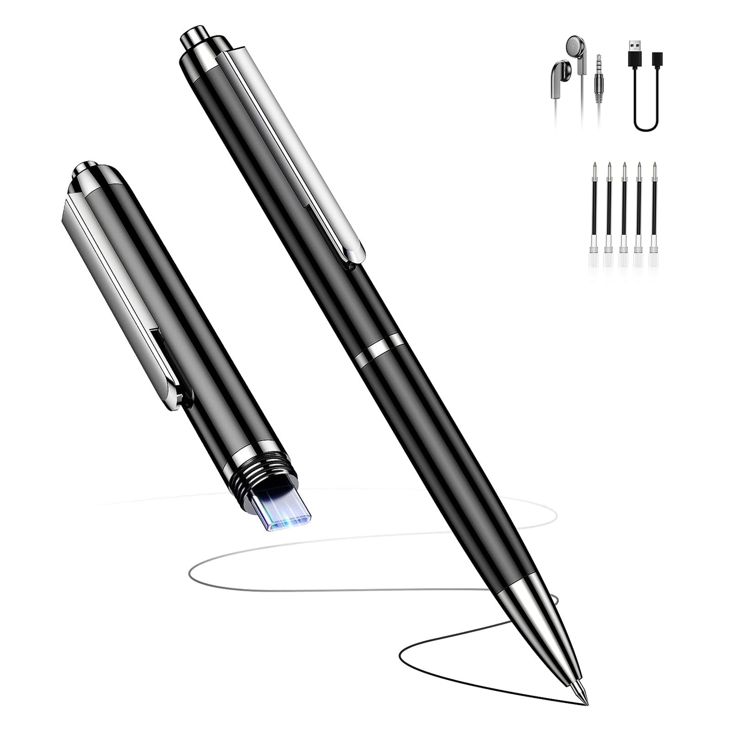 128GB Digital Voice Recorder with Playback, USB-C Voice Activated Recorder with OTG Functionality, Audio Recording Device with AI Noise Reduction, Great Gift for Students, Business, Teachers