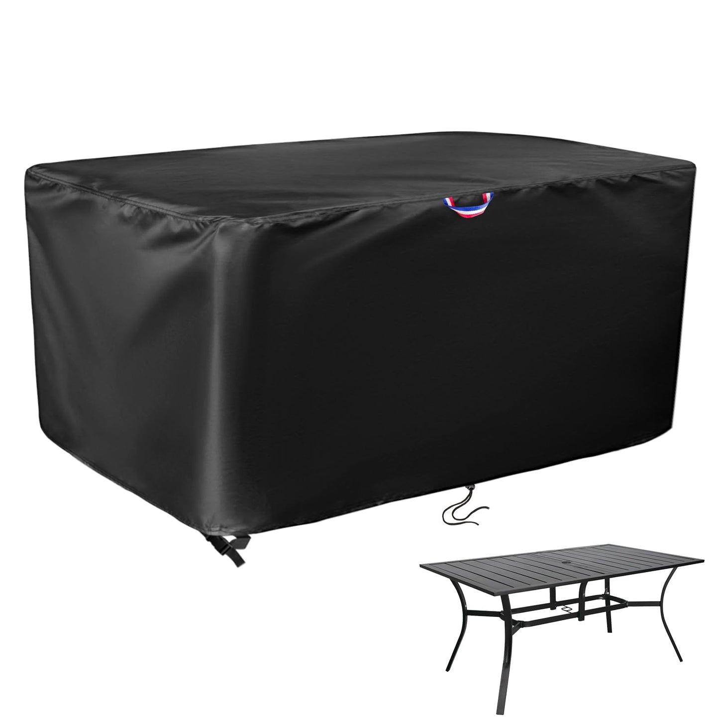 Agustone Outdoor Dining Table Cover, 60" Rectangle Patio Furniture Covers Waterproof, Protective Cover for Outdoor Dining Table Chairs Set - Black, 60 X 38 X 28 Inch