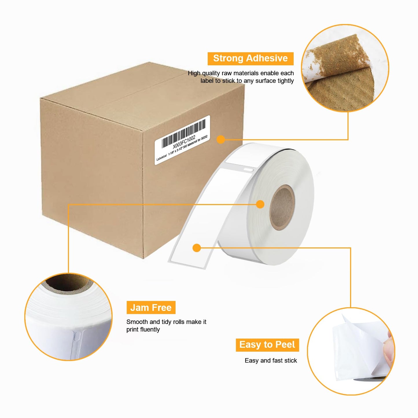 8400 Pcs/3-Proof 1" Core Labelebal Compatible with DYMO 30252,1-1/8" x 3-1/2"(28mm x 89mm) Direct Thermal Labels, Shipping Replacement Labels Compatible for DYMO LabelWriter Printer (350 Labels/Roll)