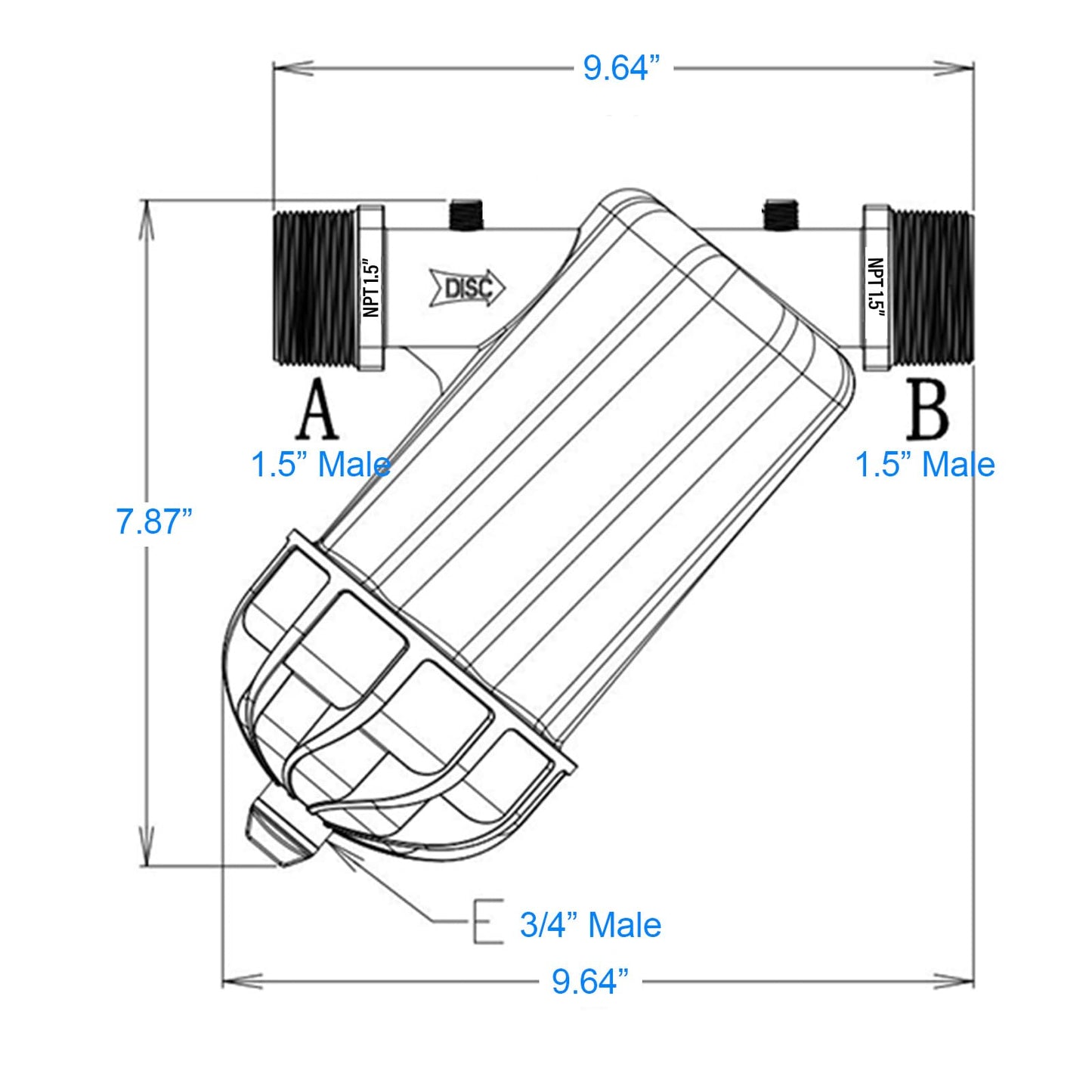 UPLYKKE Irrigation Y Strainer, Disc Filter - 88 GPM, 120 Mesh,NPT Male Thread, 1-1/2"