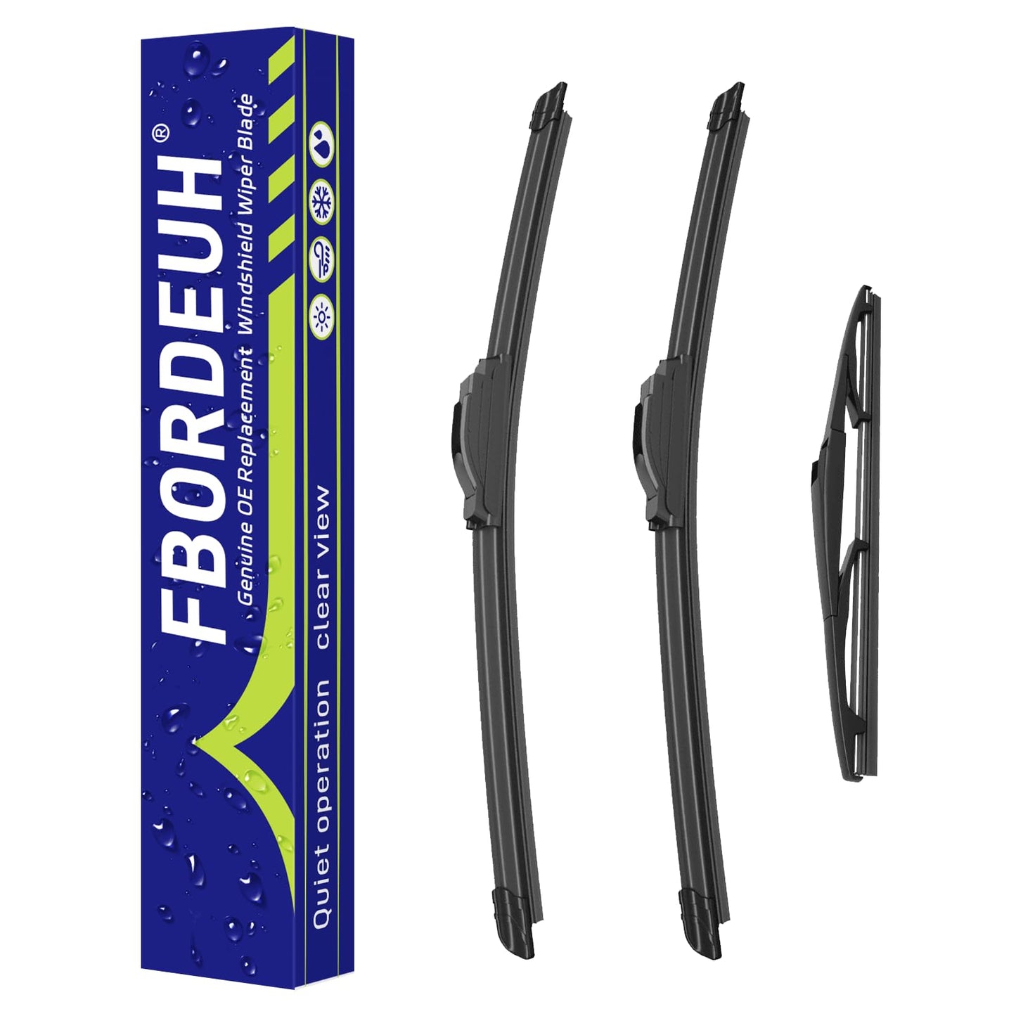 Windshield Wiper Blades Replacement for Nissan Kicks 2023 2022 2021 2020 2019 2018 Original Factory Quality Front Rear Wipers Blade Set for My Car - 26" 16" 12" (Pack of 3)