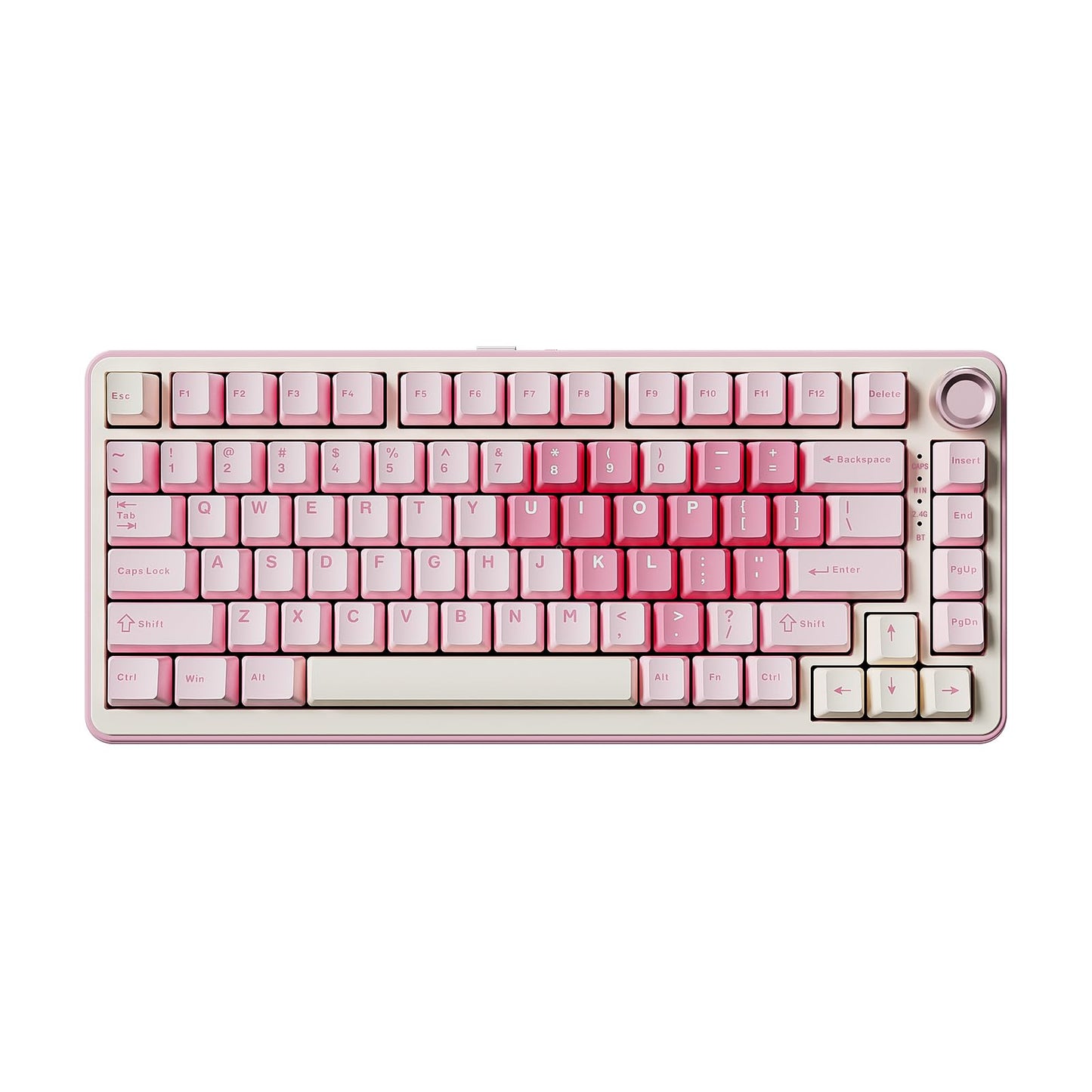 YUNZII B75 PRO Wireless Mechanical Keyboard,75% Layout with Knob,Hot Swap Gasket Custom Structure,Creamy Pre-lubed Switches,RGB Backlit,Bluetooth/Type-C/2.4G for Win/Mac (Pink, Milk Switch)