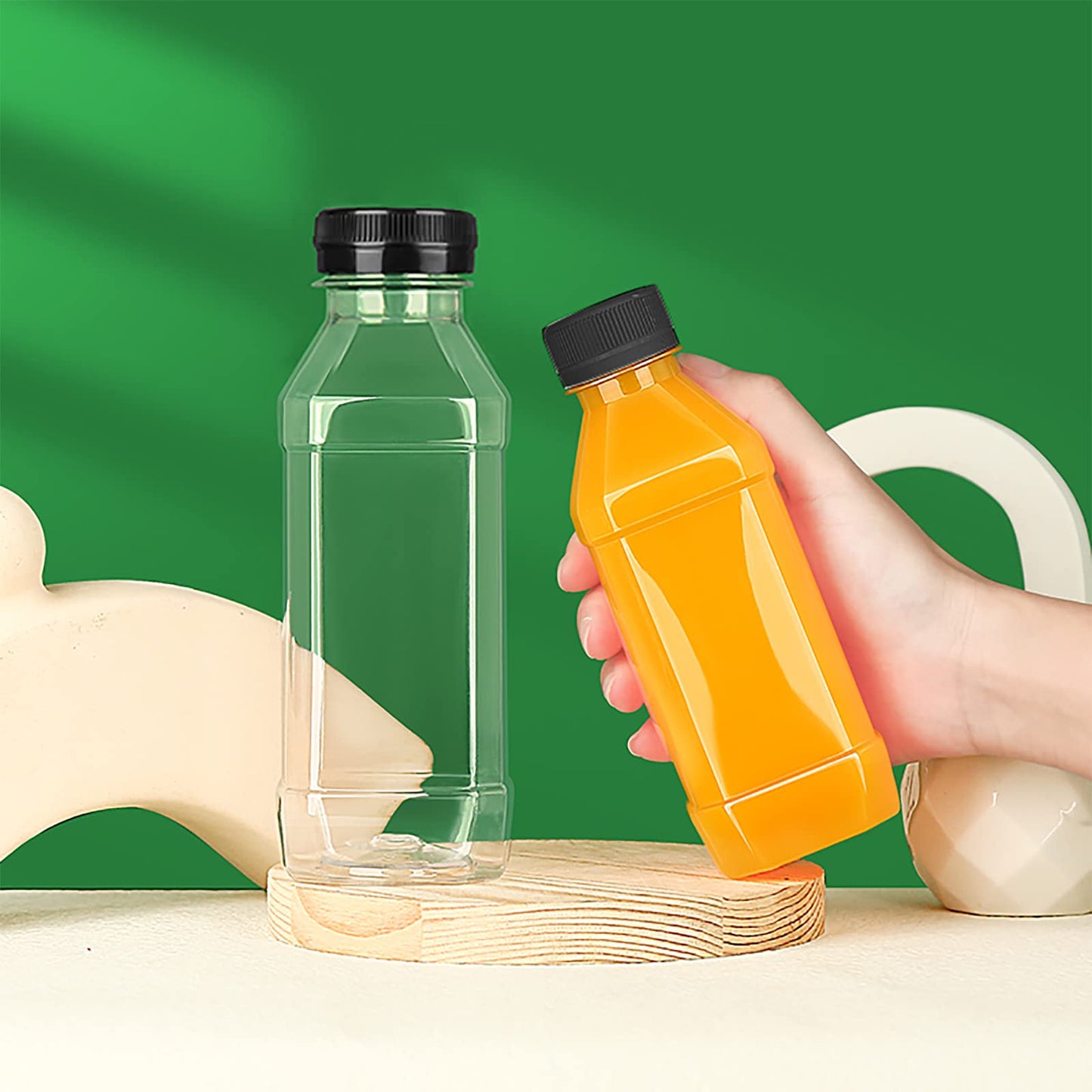 WUWEOT 30 Pack Plastic Juice Bottle, 10 Oz (300 ml) Clear Empty Milk Bottles, Reusable Bulk Beverage Containers with Tamper Evident Caps Lids