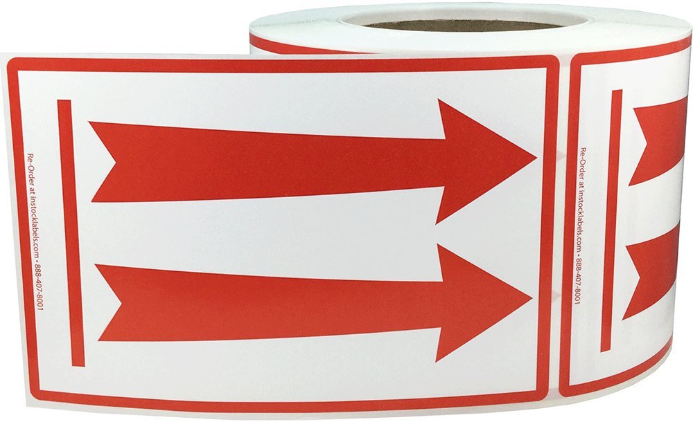 Air Specialty Up Red Arrow Labels 102 mm x 152 mm 4 x 6 Inch 500 Adhesive Stickers Per Roll