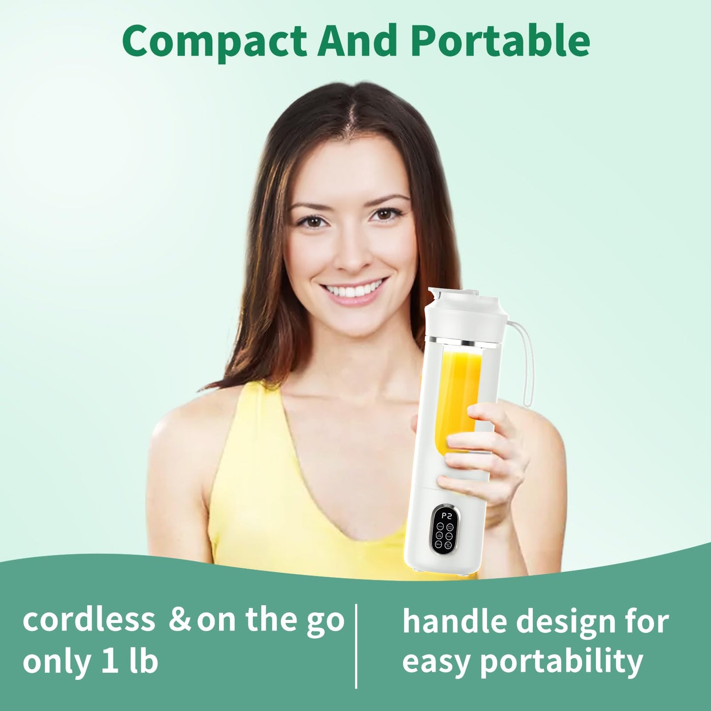 Portable Cordless Blender,Small Rechargeable Juicer,Mini Personal Blender for Smoothies and Shakes,With Automatic Cleaning Function,On The Go and Easy To Use