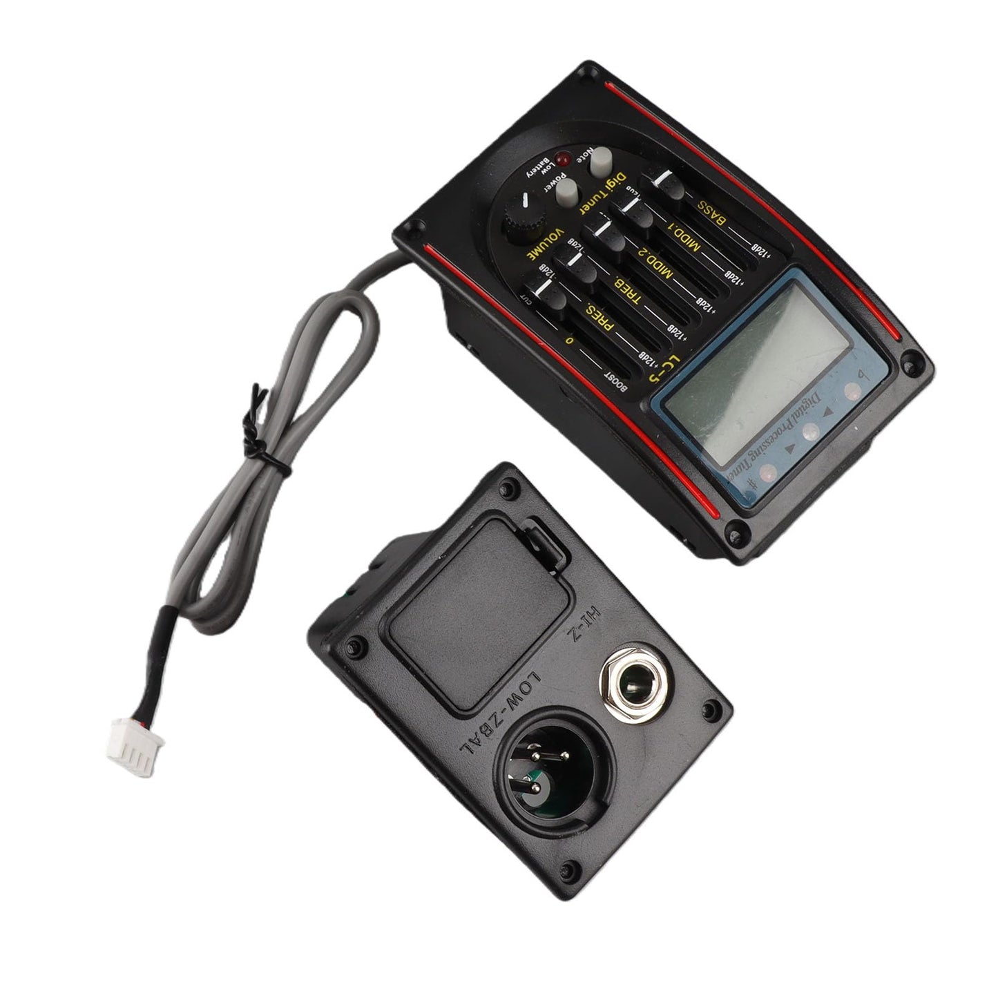 Dilwe Guitar Pickup, 5-Band Preamp EQ LC-5 Equalizer Tuner Piezo Pickup for Acoustic Guitars