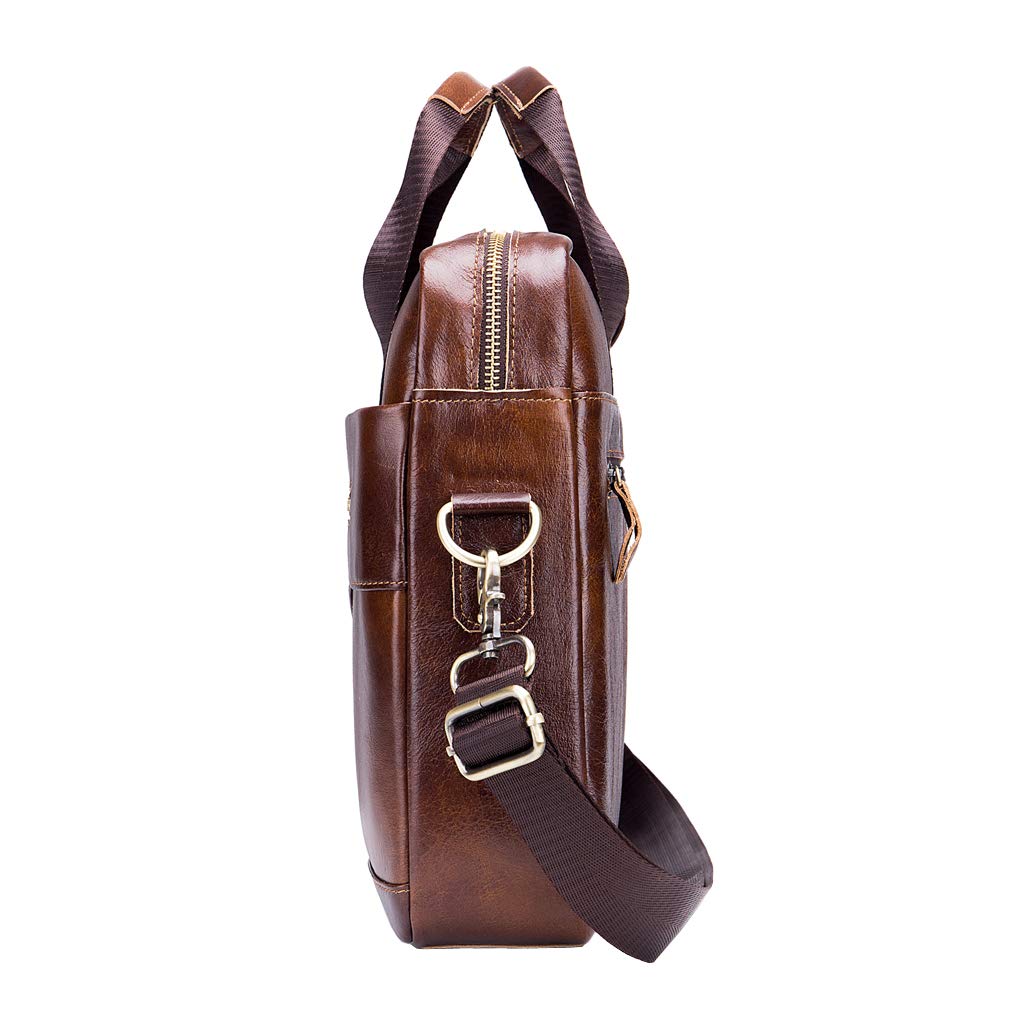 Leather Business Messenger Bag Briefcase Handbag for Men Carry All Laptop Protection for 14 Inch Computer Crossbody Shoulder Satchel Bags Handbags