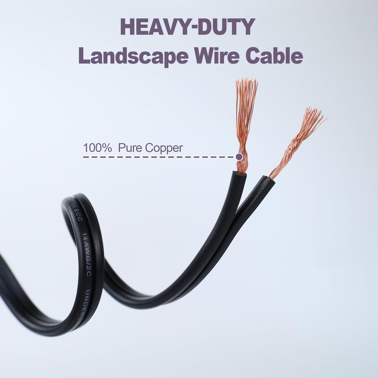 GREATIDE 14/2 Low Voltage Landscape Lighting Wire, Outdoor Direct Burial Cable, 14 Gauge 2 Conductor, 100 Feet