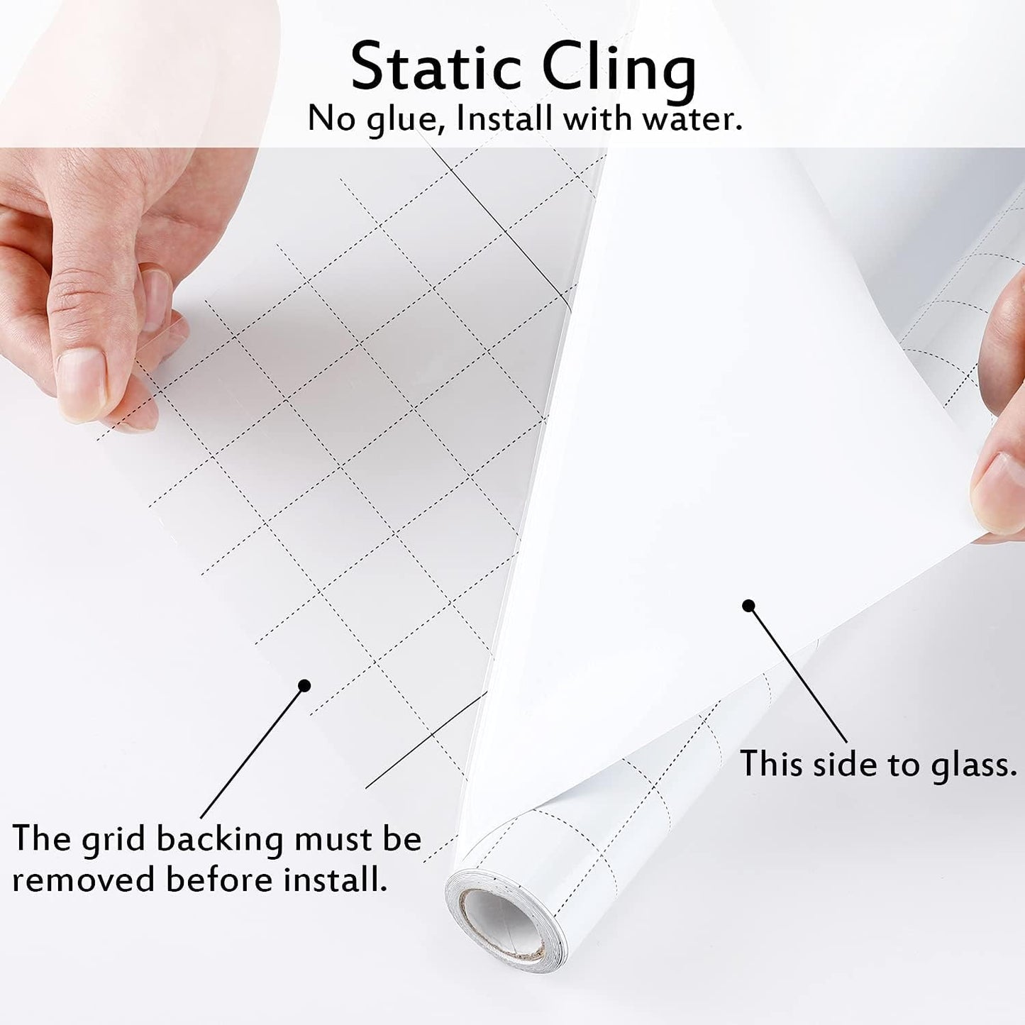 Blackout Window Films, White Sides 100% Light Blocking Window Cover for Bedroom Nursery Day Sleeping, Opaque Static Cling Privacy Film, Non Adhesive Thermal Insulated Window Treatment, 78.7"x29.5"