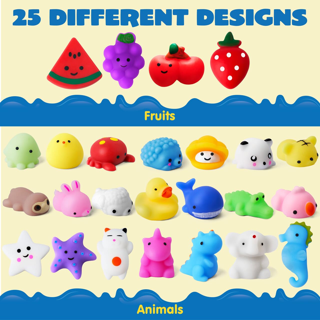 JOYIN Mochi Squishy Toys Set, 100 Pack Mini Mochi Party Favors for Kids, Kawaii Squishy Toy Stress Relief Toys, Goodie Bags Fillers with Storage Box, Pinata Stuffers, Classroom Prizes