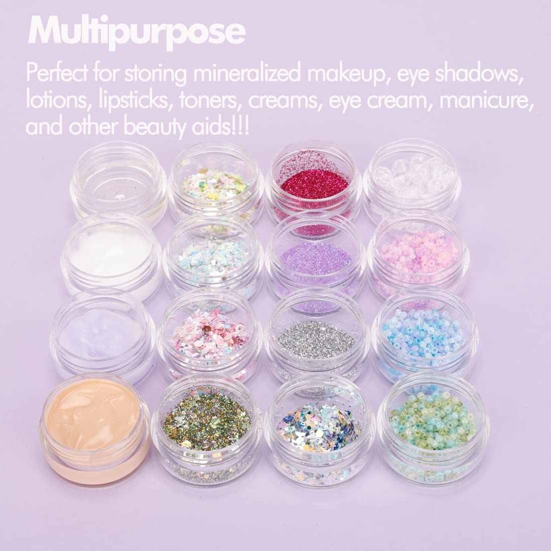 3 Gram Sample Containers with Lids, 200 Count Clear Sample Jars, Empty Lip Balm Containers, Mini Cosmetic Containers with Lids, Makeup Travel Containers with Labels, Mini Disposable Spatulas