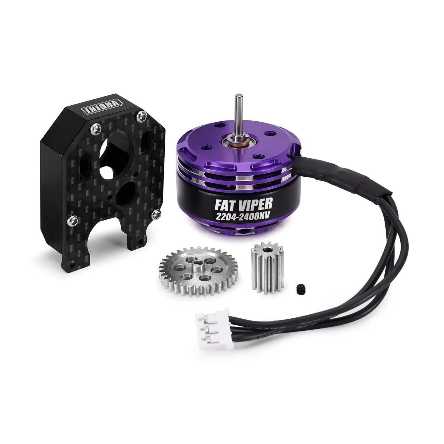 INJORA Fat Viper 2204 2400KV Brushless Outrunner Motor with Mount for 1/24 RC Crawler Axial SCX24 Upgrade