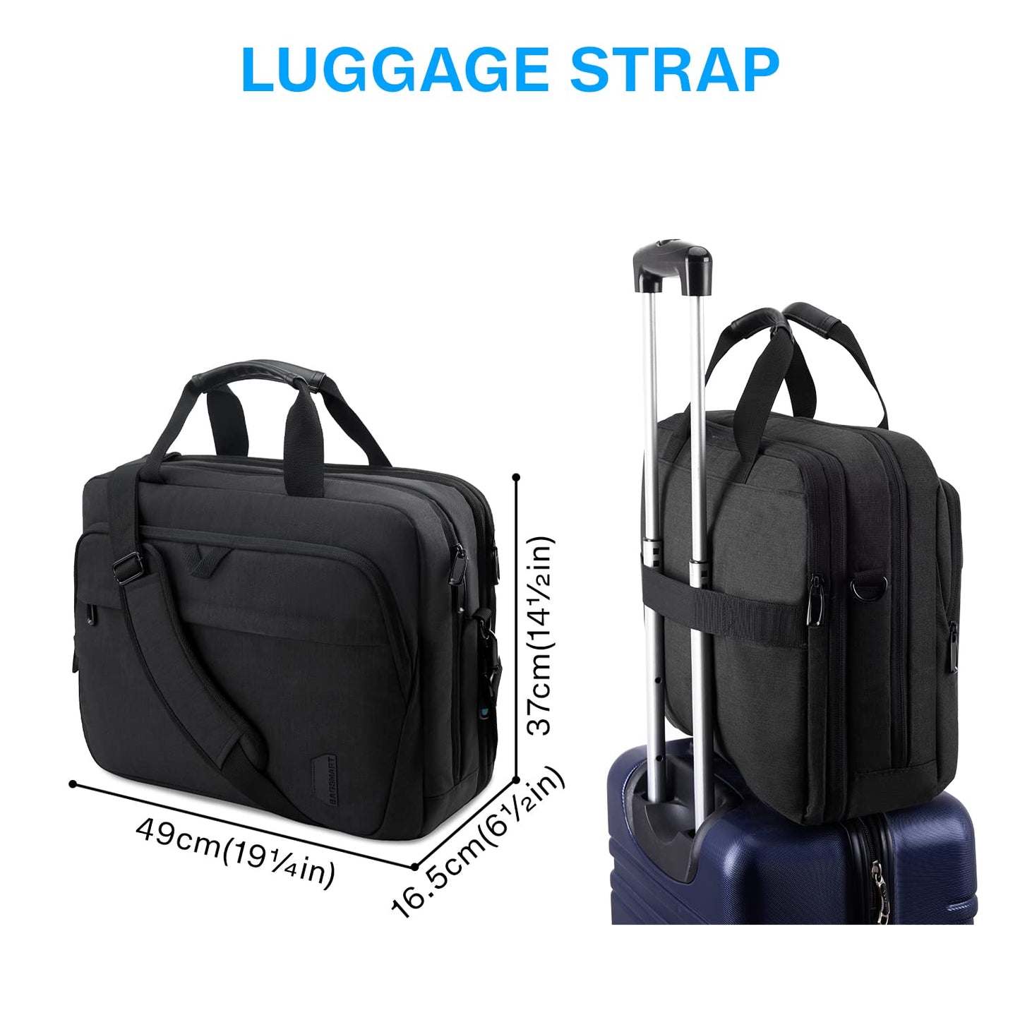 BAGSMART 17.3 Inch Laptop Bag, Expandable Computer Bag Laptop Briefcase Men Women Laptop Shoulder Bag,Work Bag Business Travel Office,Black