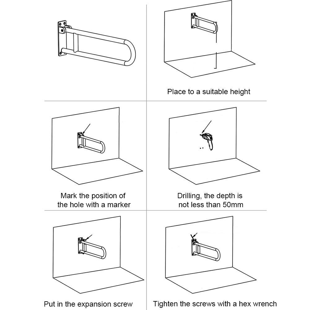 Botabay Handicap Grab Bars Rails 23.6 Inch Toilet Handrails Bathroom Safety Bar Hand Support Rail Handicapped Handrail Accessories for Seniors Elderly Disabled Mounted Bath Grips