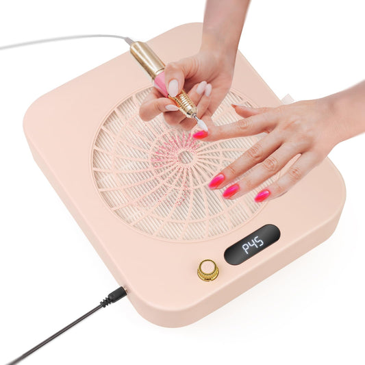 Nail Dust Collector with 2 Cleanable & Reusable Filters,Dust Extractor Compact Vacuum Fan Dust Collector,Suction Machine for Acrylic Home Nails Polishing Nail Salon,Pink