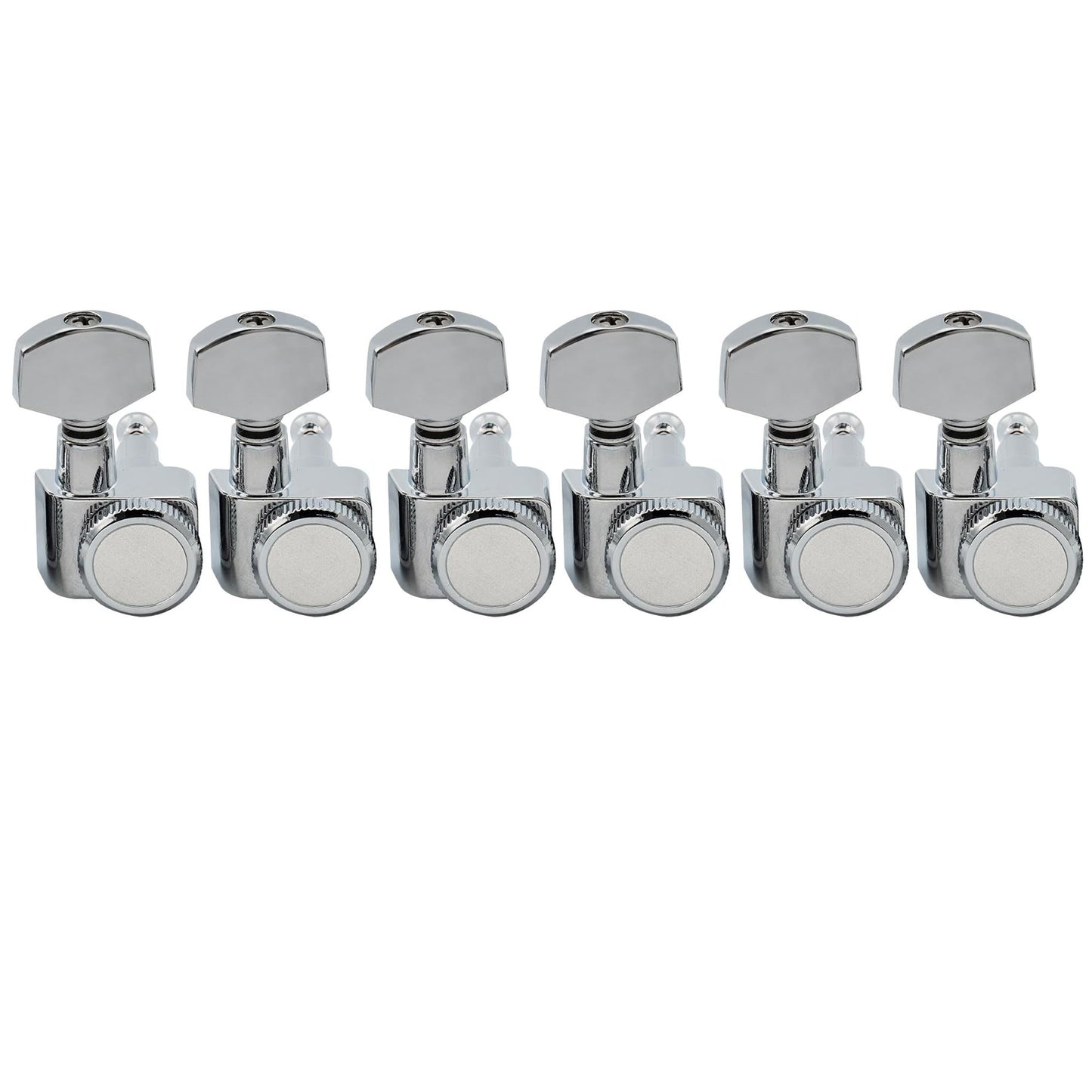 Musiclily Pro 6-in-line 2-pins Guitar Locking Tuners Machine Heads Tuning Pegs Keys Set for Fender Strat/Tele Electric Guitar, Chrome