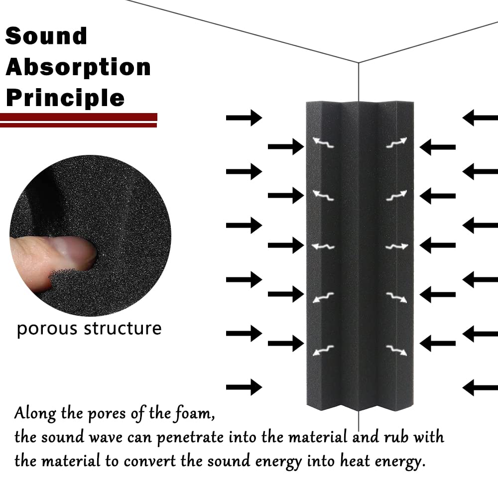 24 Pack Bass Traps Acoustic Foam Panels - 12" X 3" X 3" Bass Trap Acoustic Foam Corner Block- High Density Soundproofing Foam - Acoustic Panels for Home, Studio or Theater