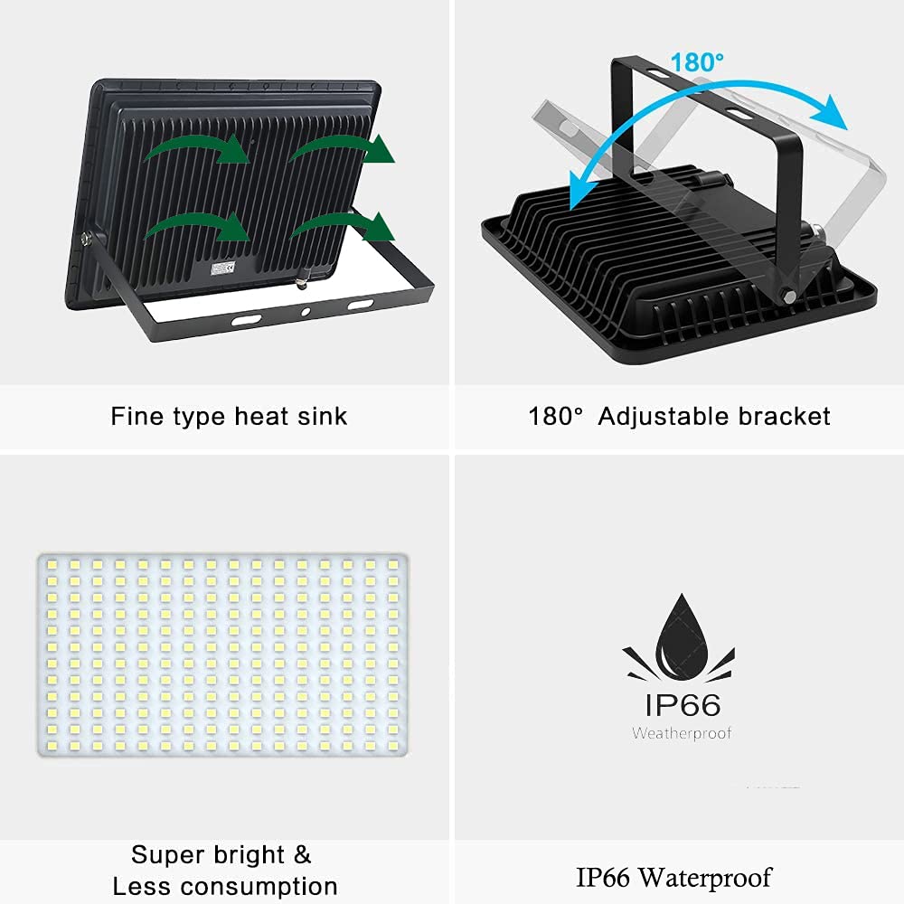 Gopretty 150W LED Flood Light Bulbs 2 Pack, Outdoor Waterproof IP66, 6000K Daylight White, Exteriores Security Floodlights for Yard, Garden, Garage, Work Shop