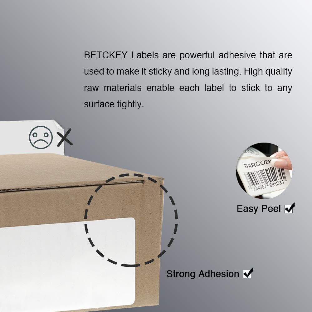BETCKEY - 2.25" x 1.25" (57 mm x 32 mm) UPC Barcode & Multipurpose Labels Compatible with Zebra & Rollo Label Printer,Premium Adhesive & Perforated [10 Rolls, 10000 Labels]