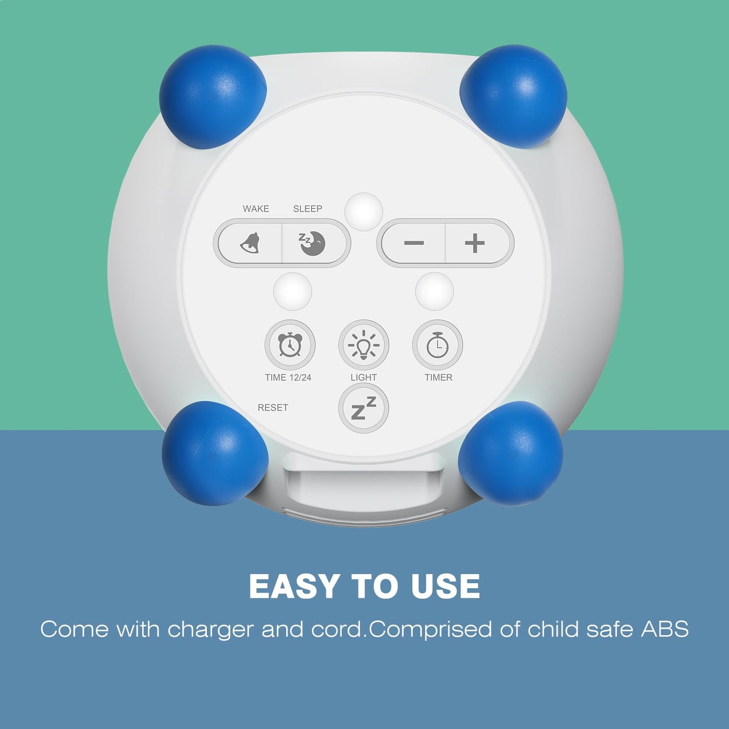 I·CODE Teach Me Time Kids Alarm Clock, Children's Sleep Trainer with Emoji,Toddler Sleep Aid Night Light with Auto-Off Timer,Perfect for 2-9 Years Old Younger Children (Blue)