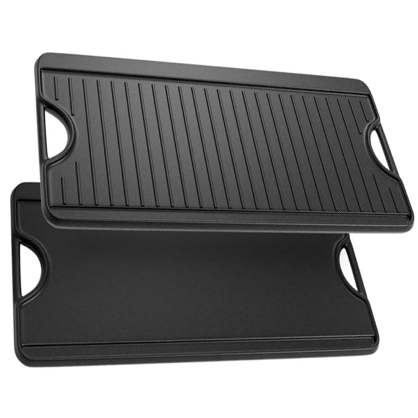 KEESHA Universal Reversible Griddle 17" x 10" Heavy Duty Cast Iron Double Burner Cooking Griddle Pan with Carrying Handles on Both Sides for Gas Stoves and Grills