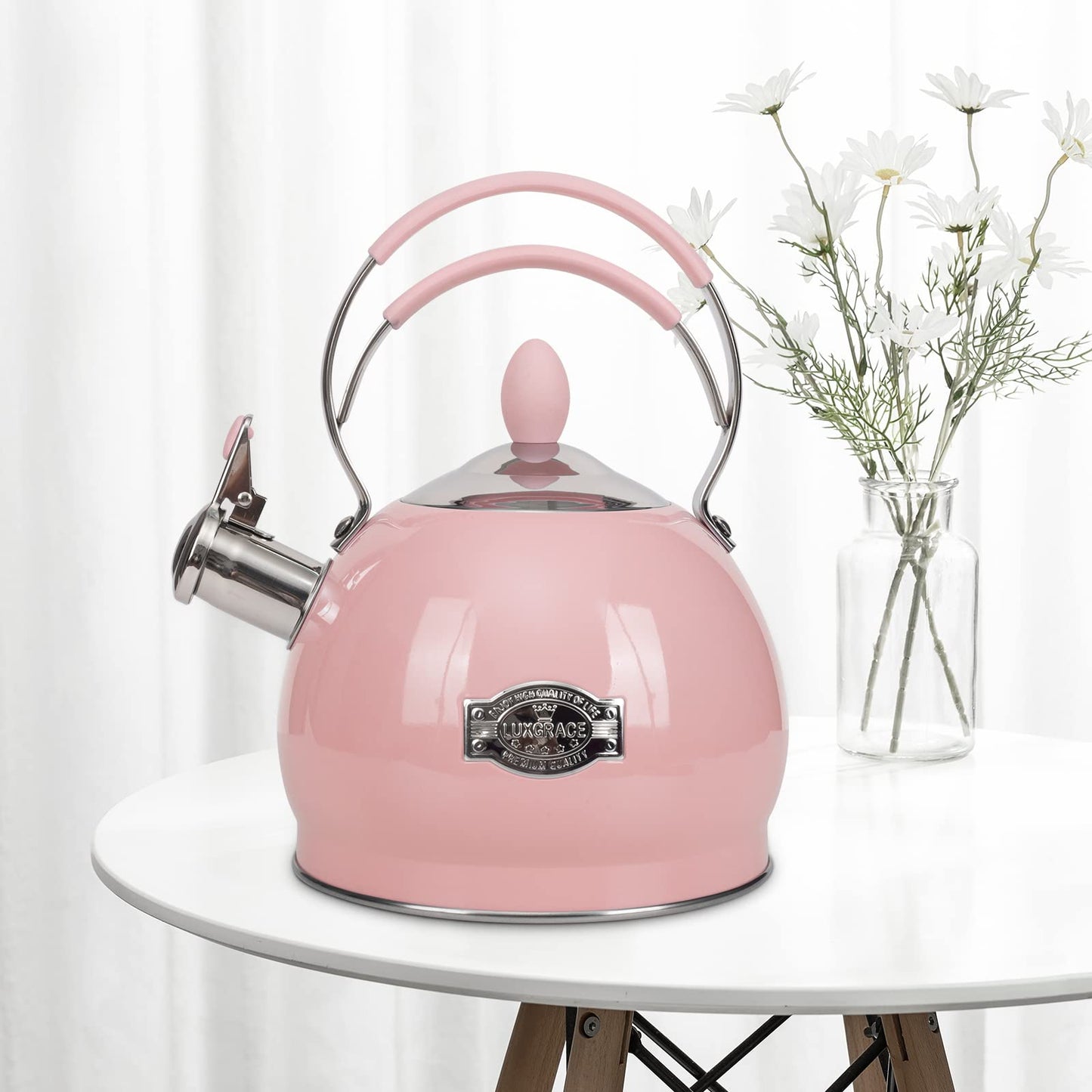 Whistling Tea Kettle Stainless Steel Teapot, Teakettle for Stovetop Induction Stove Top, Fast Boiling Heat Water Tea Pot 2.6 Quart