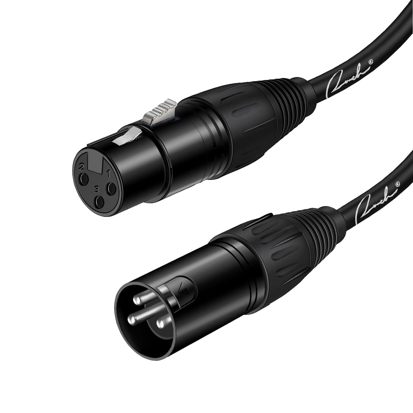 Ranch XLR Cable 25ft Male to Female Balanced 3 PIN Microphone Cable for Professional Audio Applications Like Speaker and PA System - Black