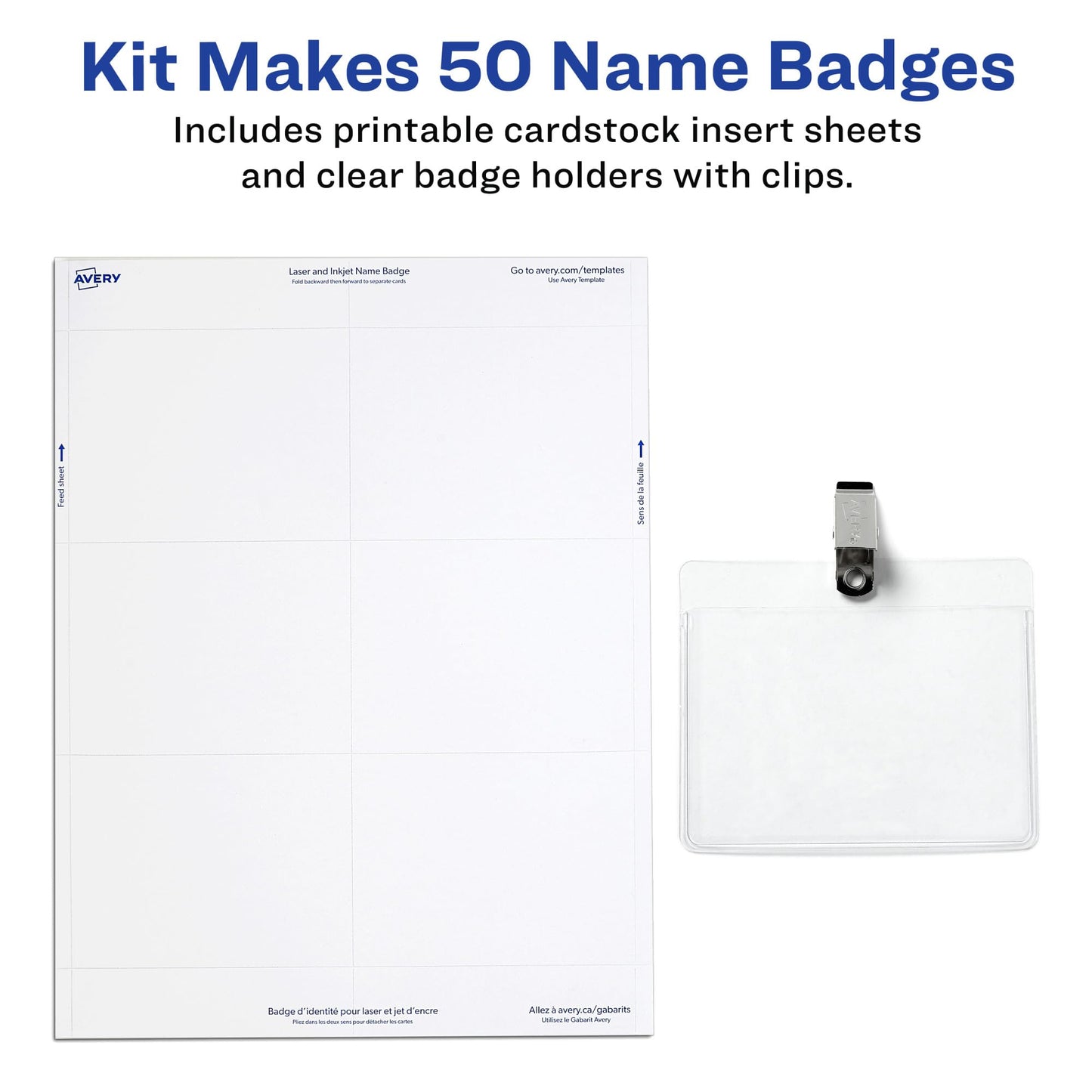 Clip Style Name Badges, Flexible Holder, 3" x 4", White