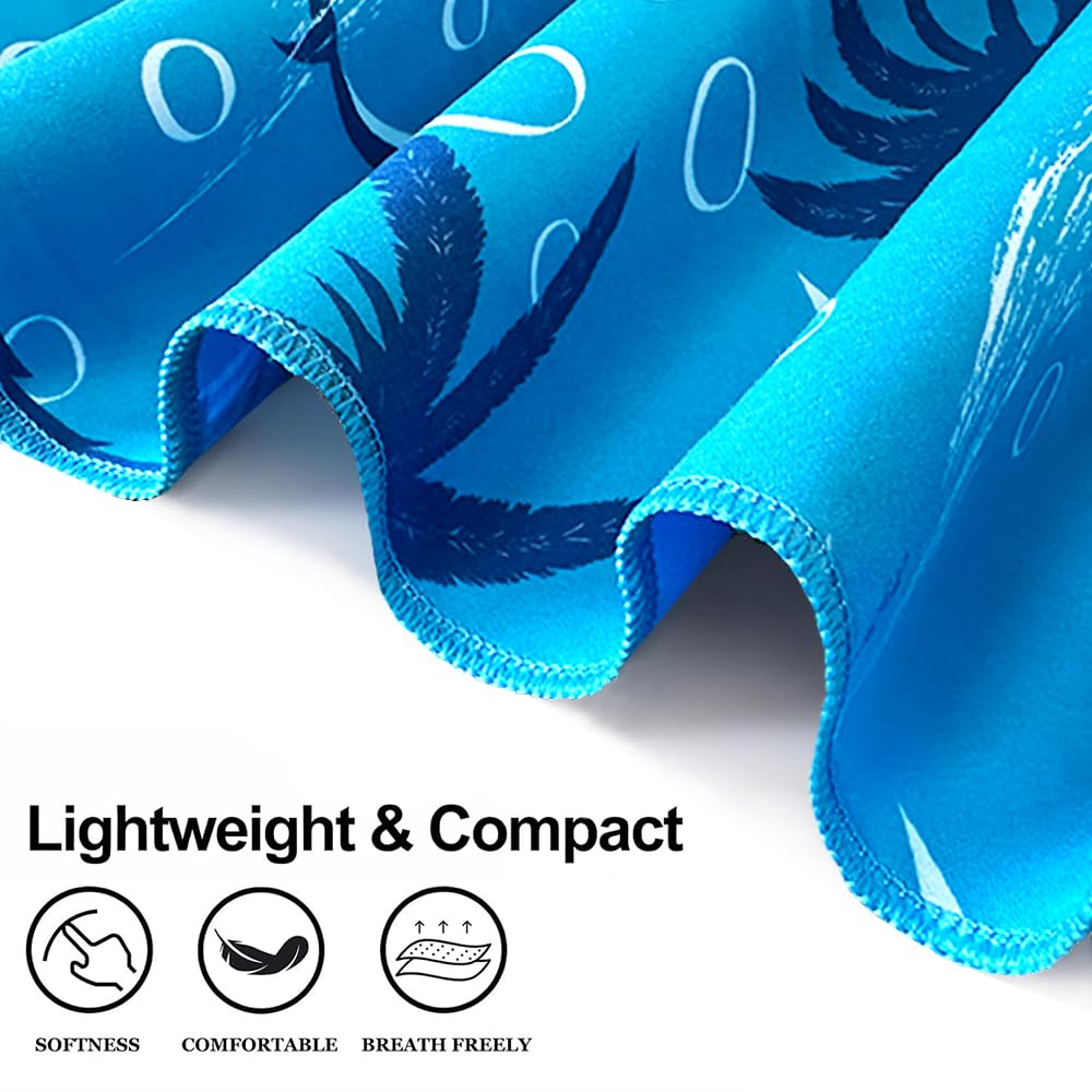 4 Pcs Microfibre Beach Towel 71"X32" Quick Dry Blue Lightweight Sand Free Extra Large Thin Towels Travel Essentials for Adults Womens Swim Bath Accessories Mats Holiday Must Haves Sea Turtle