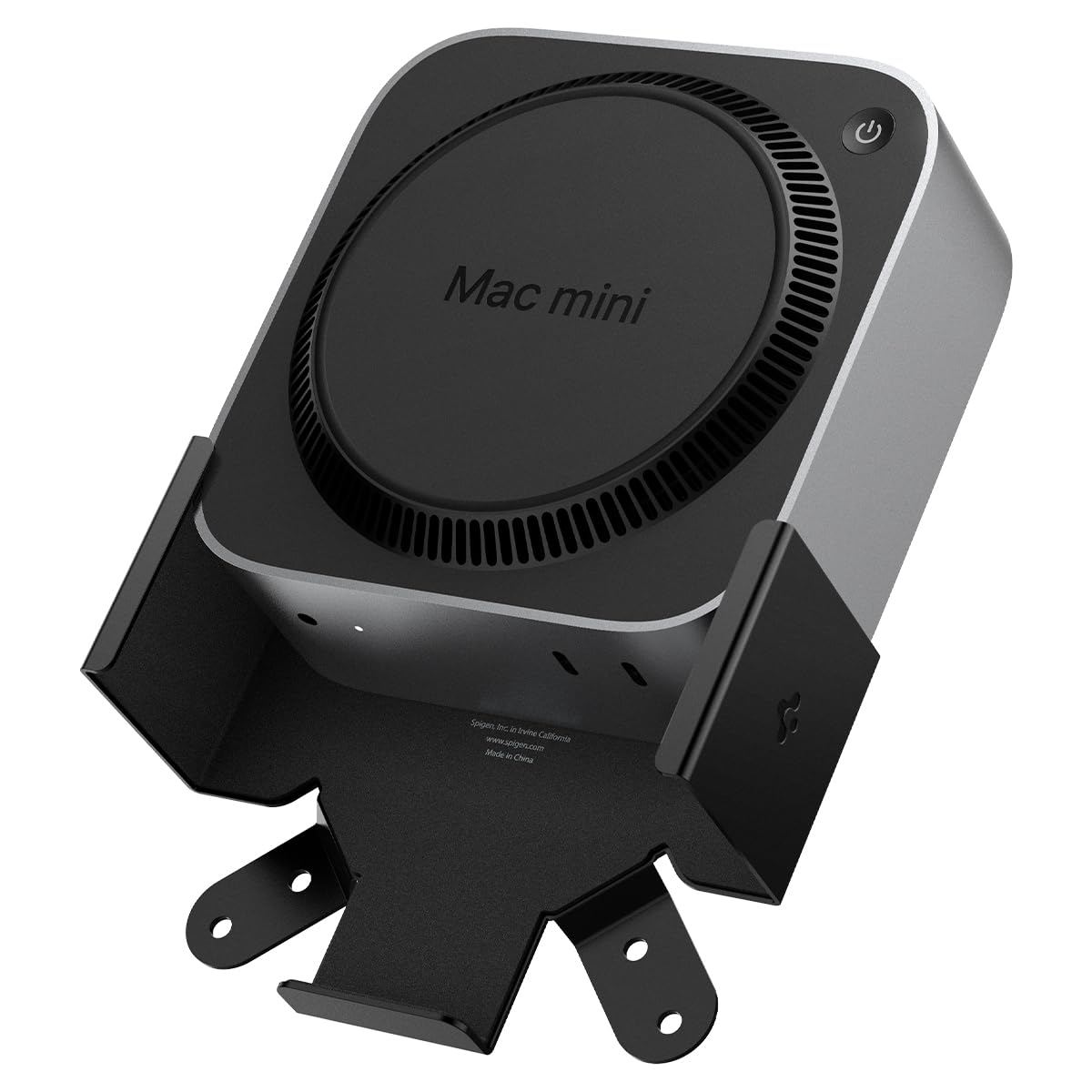 Spigen Mount Designed for Mac mini M4/M4 Pro (2024) VESA Anti-Scratch Behind Monitor, Under the Desk, Wall Stand VESA Hole Strong Adhesive LD205 - Black