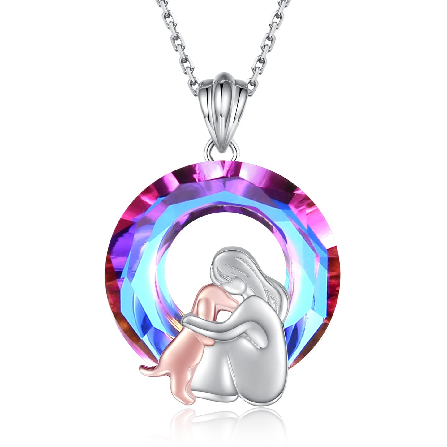 Sterling Silver Dog Necklace Puppy Pendant Jewelry Gift for Women Mom Dog Lover