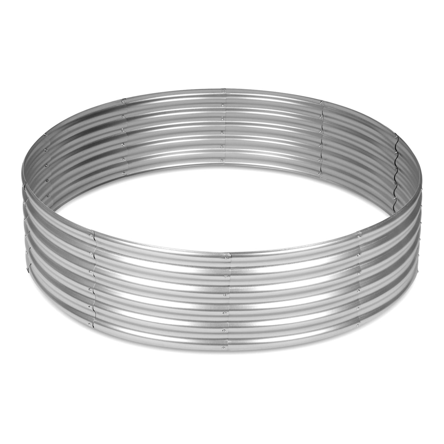 OUSHENG 4x4x1ft Round Galvanized Raised Garden Beds Outdoor, Steel Fire Pit Ring Flower Planter Large Metal Above Ground Boxes Kit for Gardening Vegetables Outside