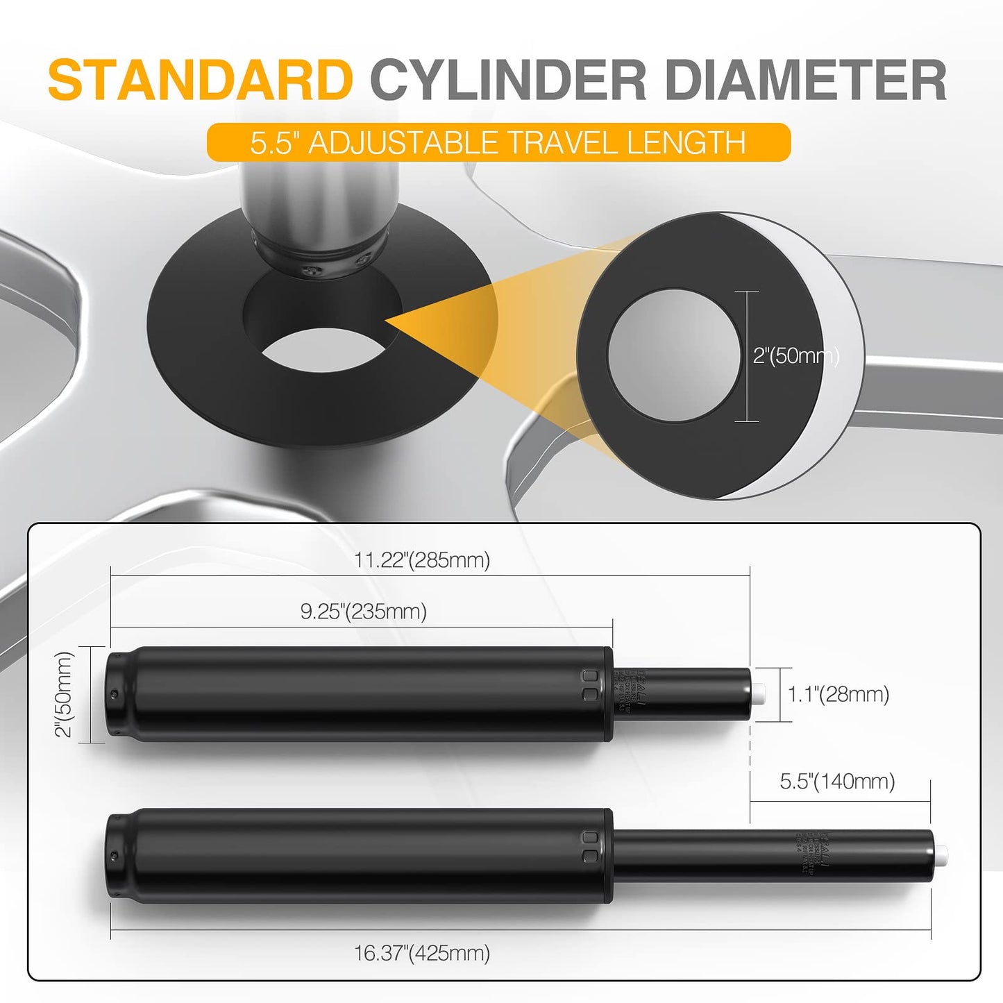 Office Chair Cylinder Replacement,Heavy-Duty Gas Lift Cylinder Fits Most Chairs,Highest End Class 4 Hydraulic Pneumatic Piston, Universal Size