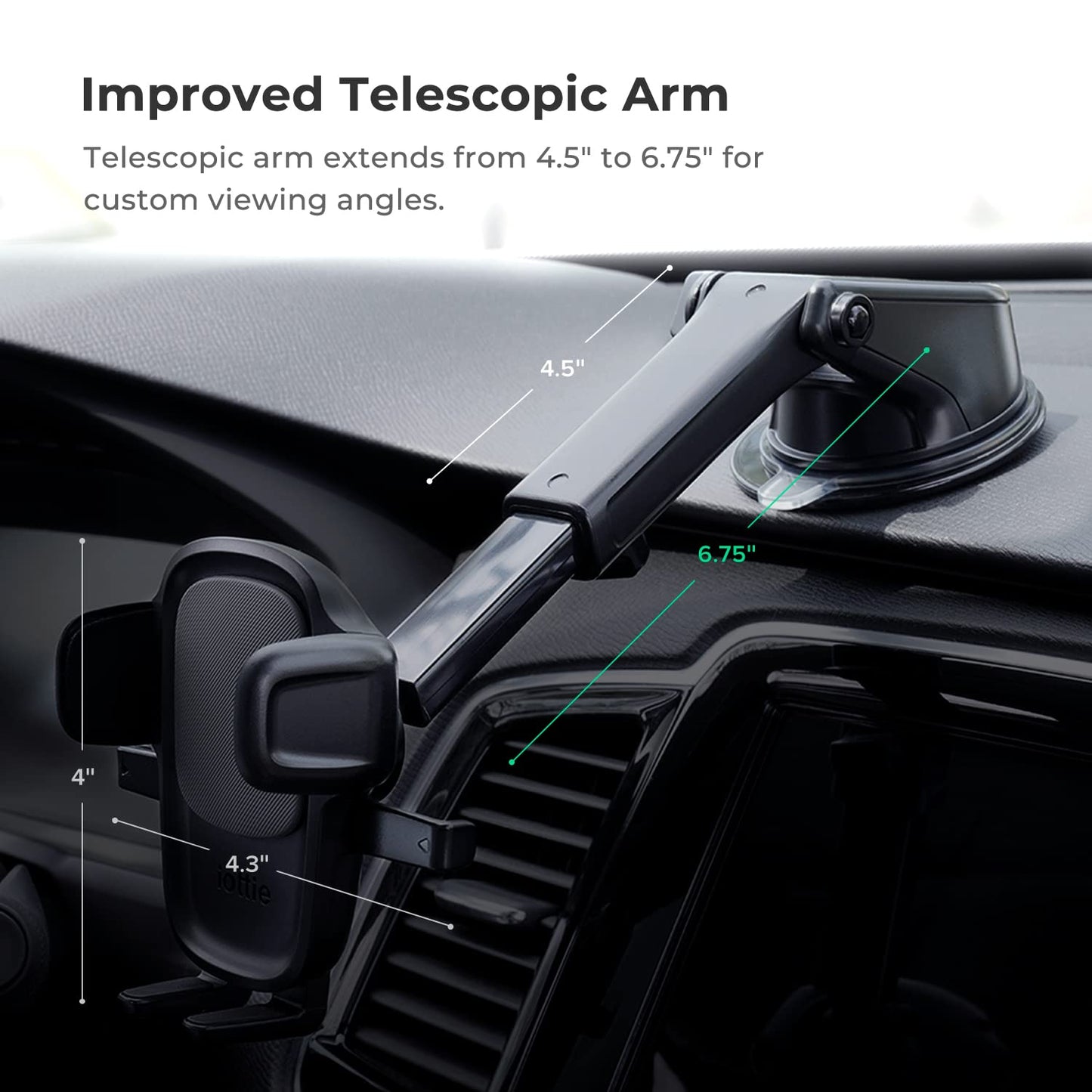 iOttie Easy One Touch 5 Dashboard & Windshield Car Mount Phone Holder Desk Stand for iPhone, Samsung, Moto, Huawei, Nokia, LG, Smartphones