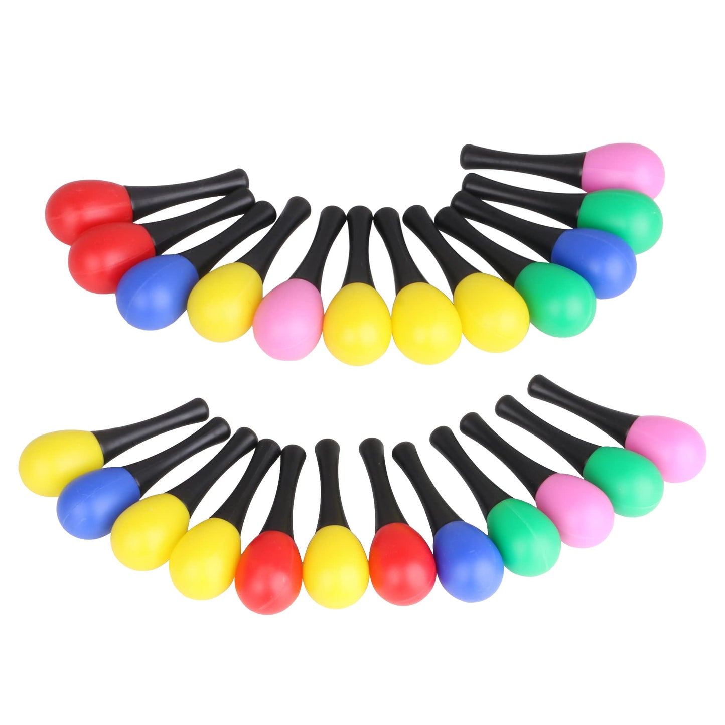 BQLZR 13x3.9cm Plastic Maracas Rattle Shakers Musical Instrument Pack of 24