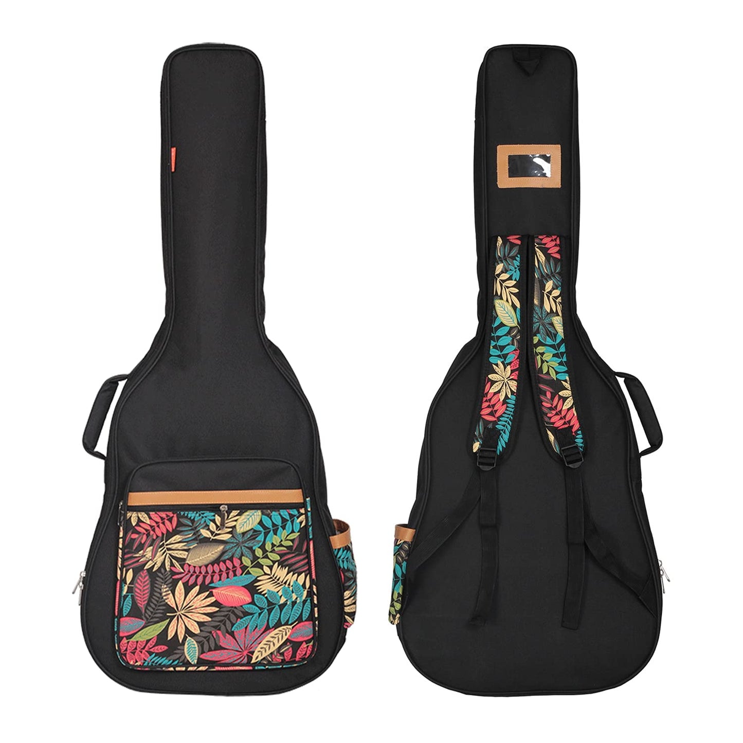 YUEER 40 41 Inch Acoustic Guitar Bag 0.35 Inch Thick Padding Waterproof Dual Adjustable Shoulder Strap Guitar Case Gig Bag with Back Hanger Loop, Black, Black, Size: 43 * 18 * 2.3 Inch, Shoulder