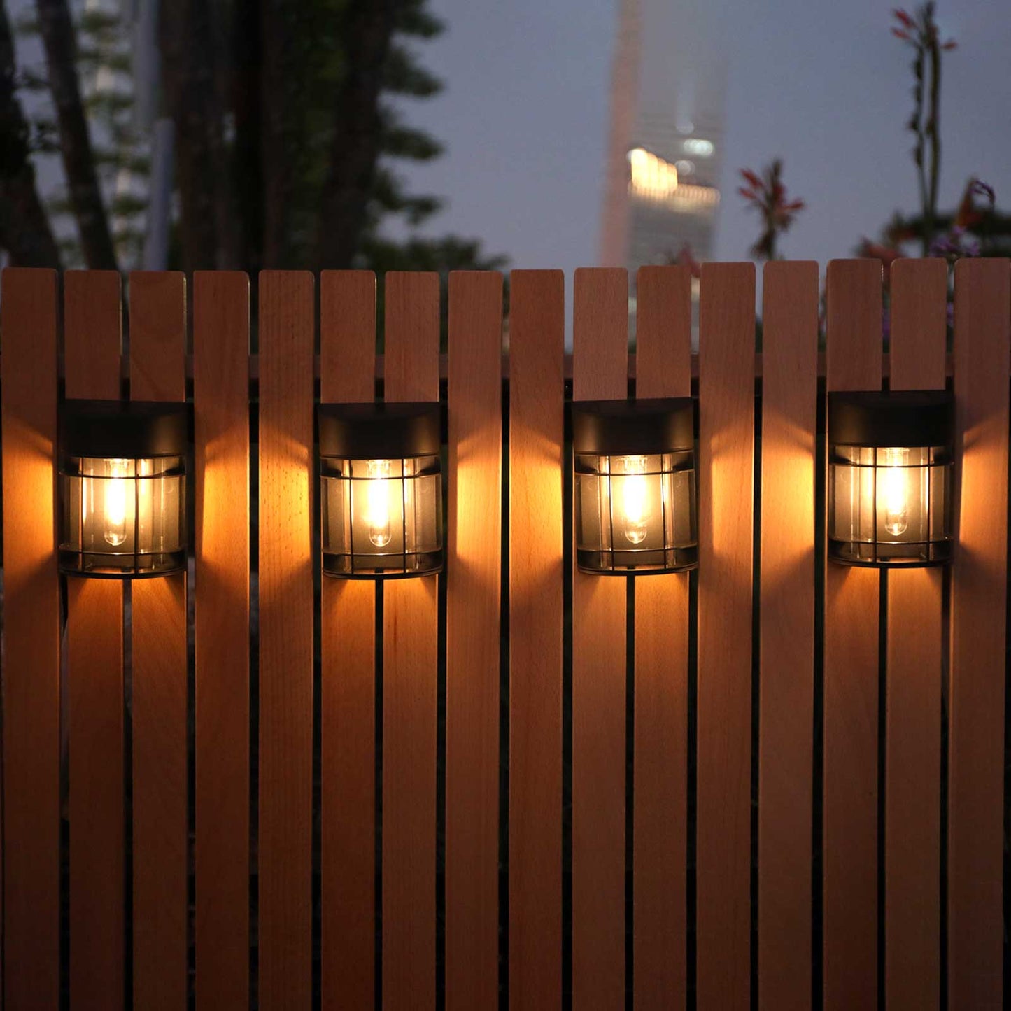 DOESLAG 12 Pack Solar Fence Lights, LED Solar Lights Outdoor Waterproof, Solar Powered Outdoor Lights for Fence Post Garden Yard, Black, SL012