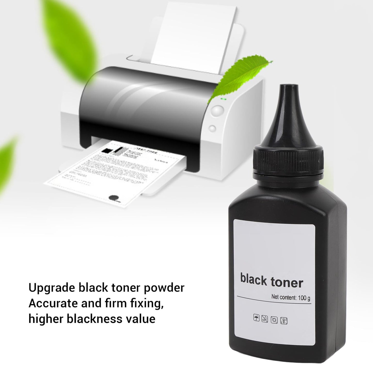 2 Pcs Black Toner Refill Powder 200g for Multiple Printers High Yield Cartridge Refill