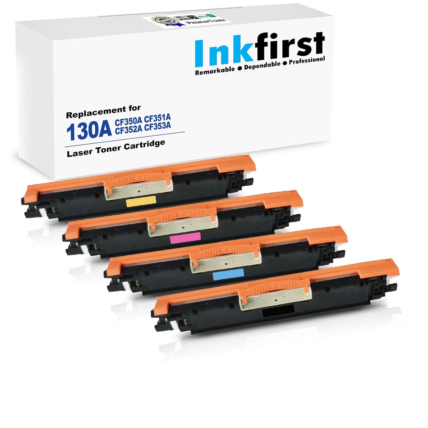 1 Set of 4 Inkfirst Compatible Toner Cartridges Replacement for HP CF350A CF351A CF352A CF353A 130A Color LaserJet Pro MFP M177fw M176 Black Cyan Magenta Yellow