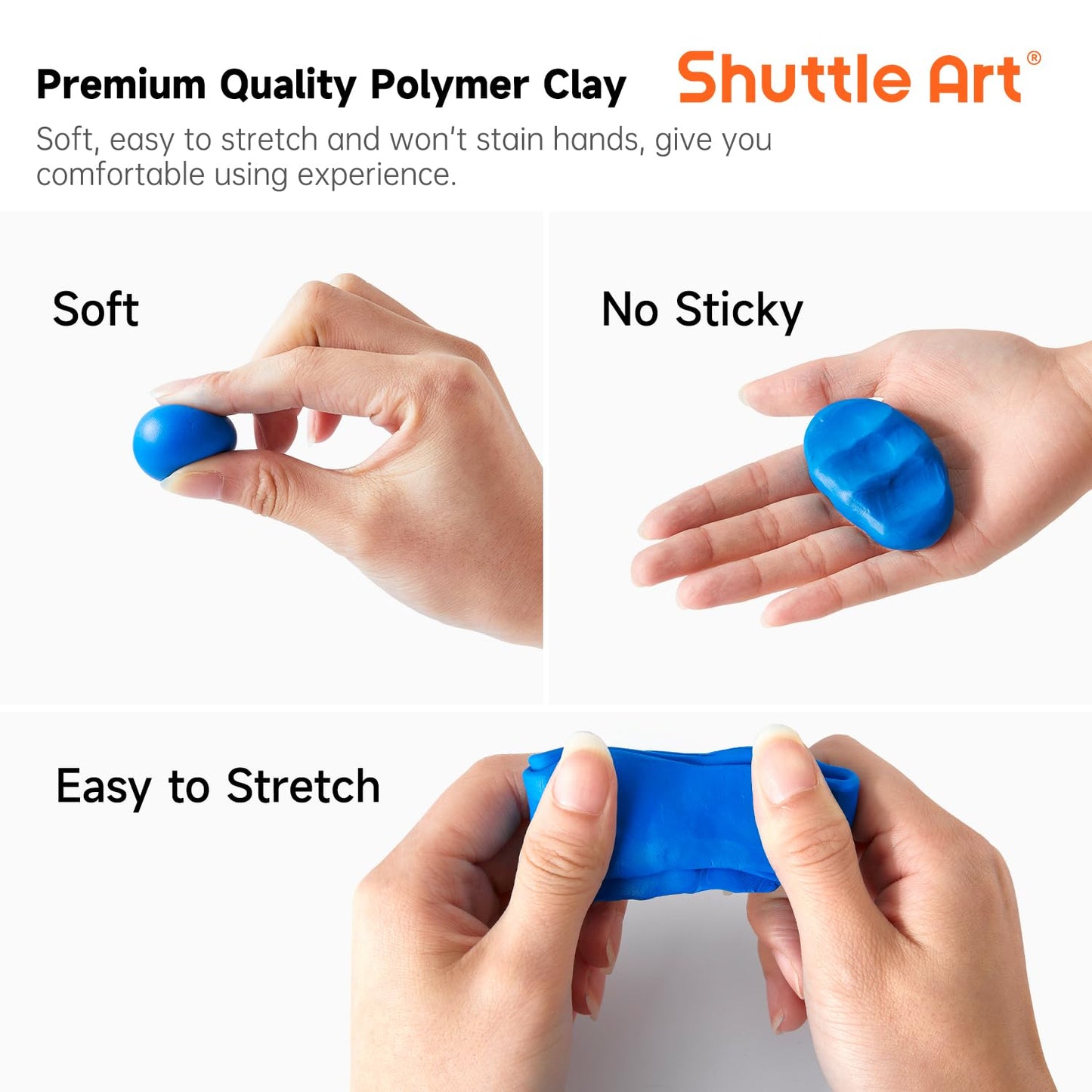 Shuttle Art Polymer Clay Kit, 50 Colors, Soft Oven Clay Kit, 19 Carving Tools and 10 Kinds of Accessories, Non-Stick, Non-Toxic, Ideal Gift for Kids