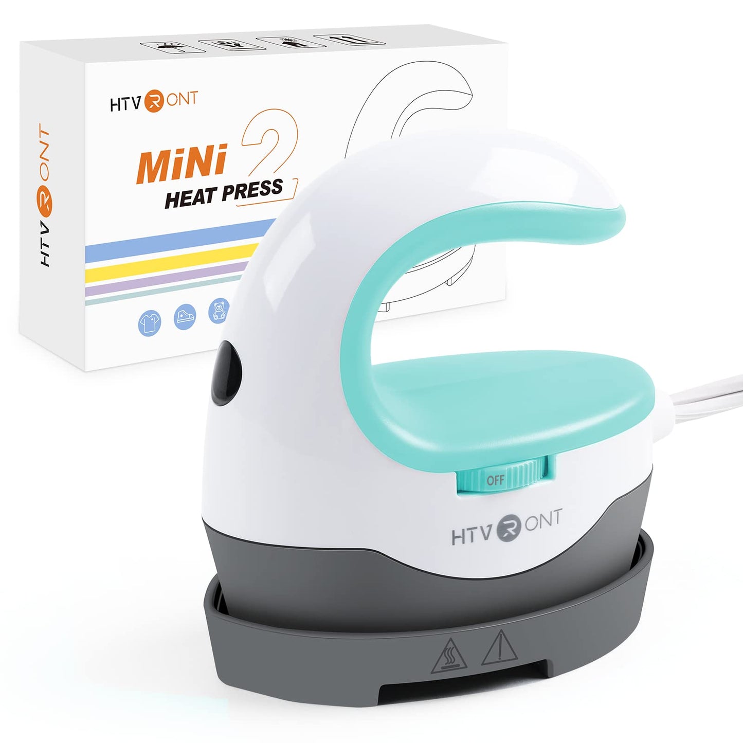HTVRONT Heat Press Mini Heat Press Machine, Mini Iron for Perler Beads, Small Heat Press Portable Iron Press Machine for T Shirts, Hats, Heating Transfer Projects (Mint)