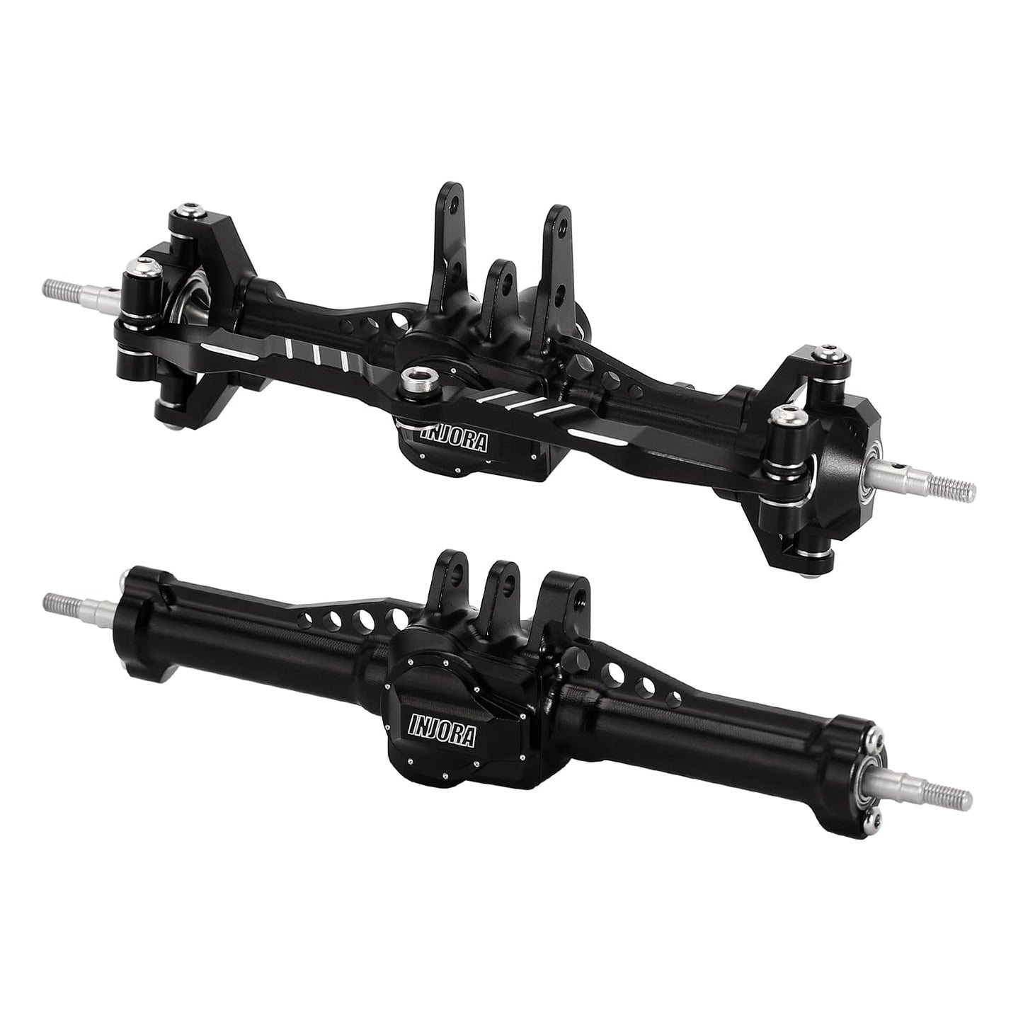 INJORA 48g Front and 42g Rear Axles Set - +4mm Extended Aluminum Complete Axles for TRX4M Upgrade 1/18 RC Crawler Car