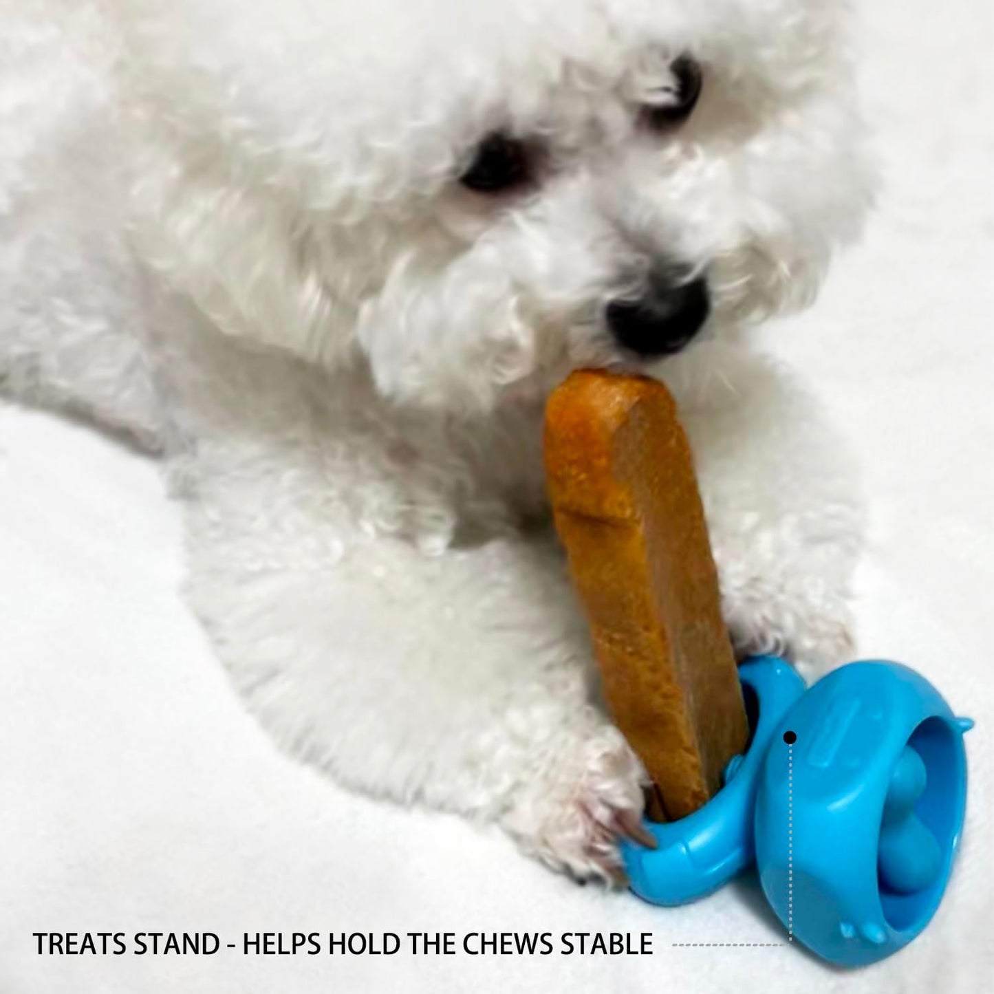 BoniVet Yak Chew Holder for Dogs, Large Bone Holder, Prevent Choking Safety Device (Blue)