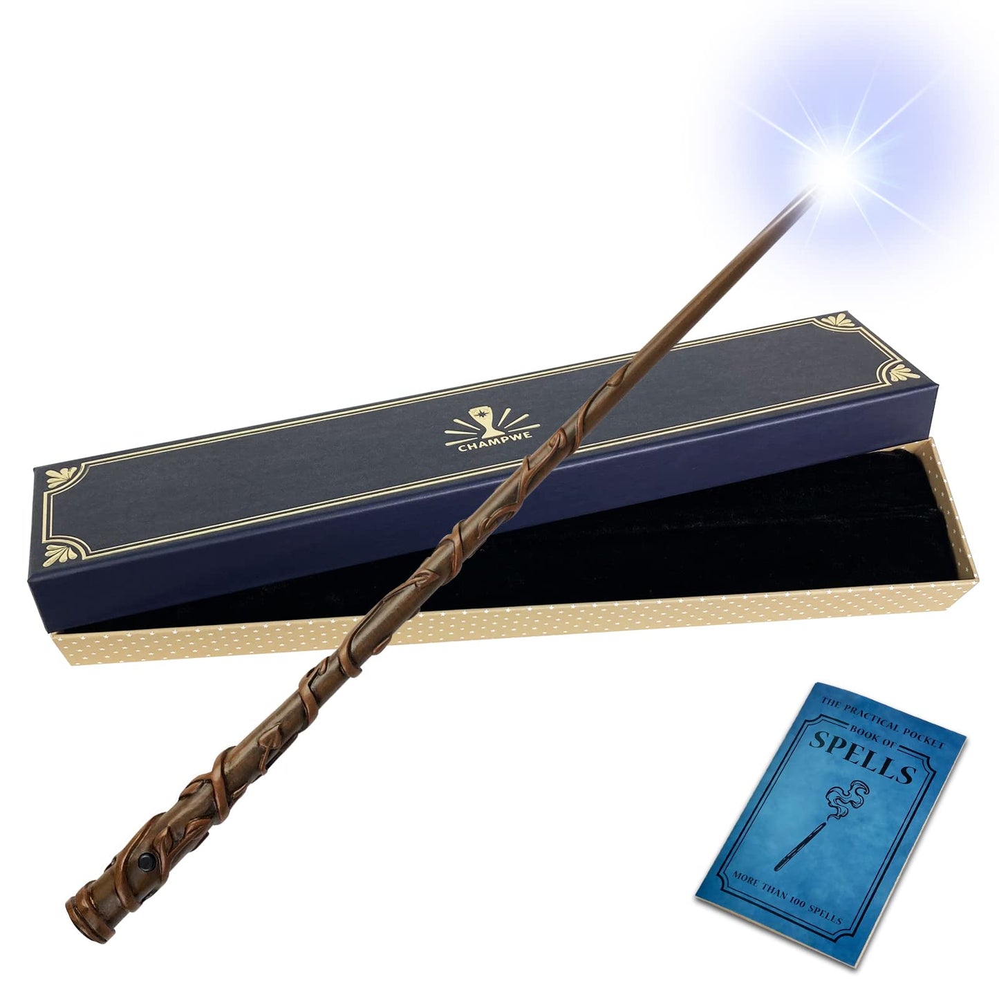 Light Up Magic Wizard Wand Rechargeable Illuminating Toy for Kids Witch Collection Cosplay Accessories (Twine)