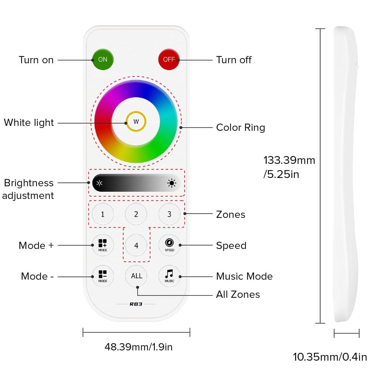 UCHARGE SP630E Bluetooth LED Controller Kit with RB3 RF Remote, 4 Zones App Control DC5V-24V for COB FCOB RGB RGBW Addressable LED Strip WS2812B WS2815 SK6812, Music Sync Smart Lighting