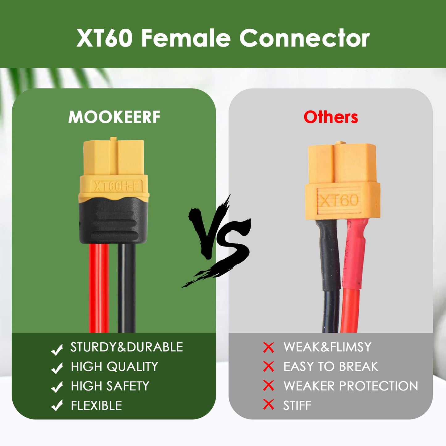MOOKEERF Solar to XT60 Extension Cable 10AWG 50FT Solar Connector to XT60 Adapter Cable for Portable Power Station Battery Pack