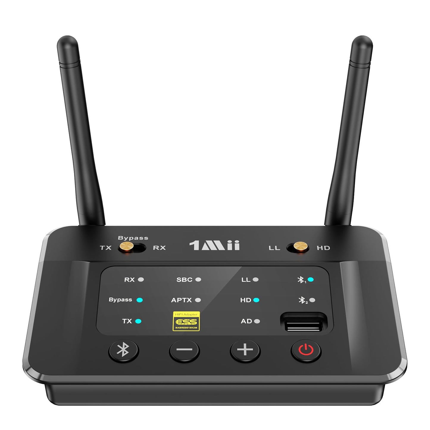 1Mii B03S Bluetooth 5.3 Transmitter Receiver for TV Home Stereo, Wireless Audio Adapters with Audiophile DAC, aptX LL/HD/AD, Dual Link, Upgrade USB Drive Input, Optical RCA AUX 3.5mm Inputs/Outputs